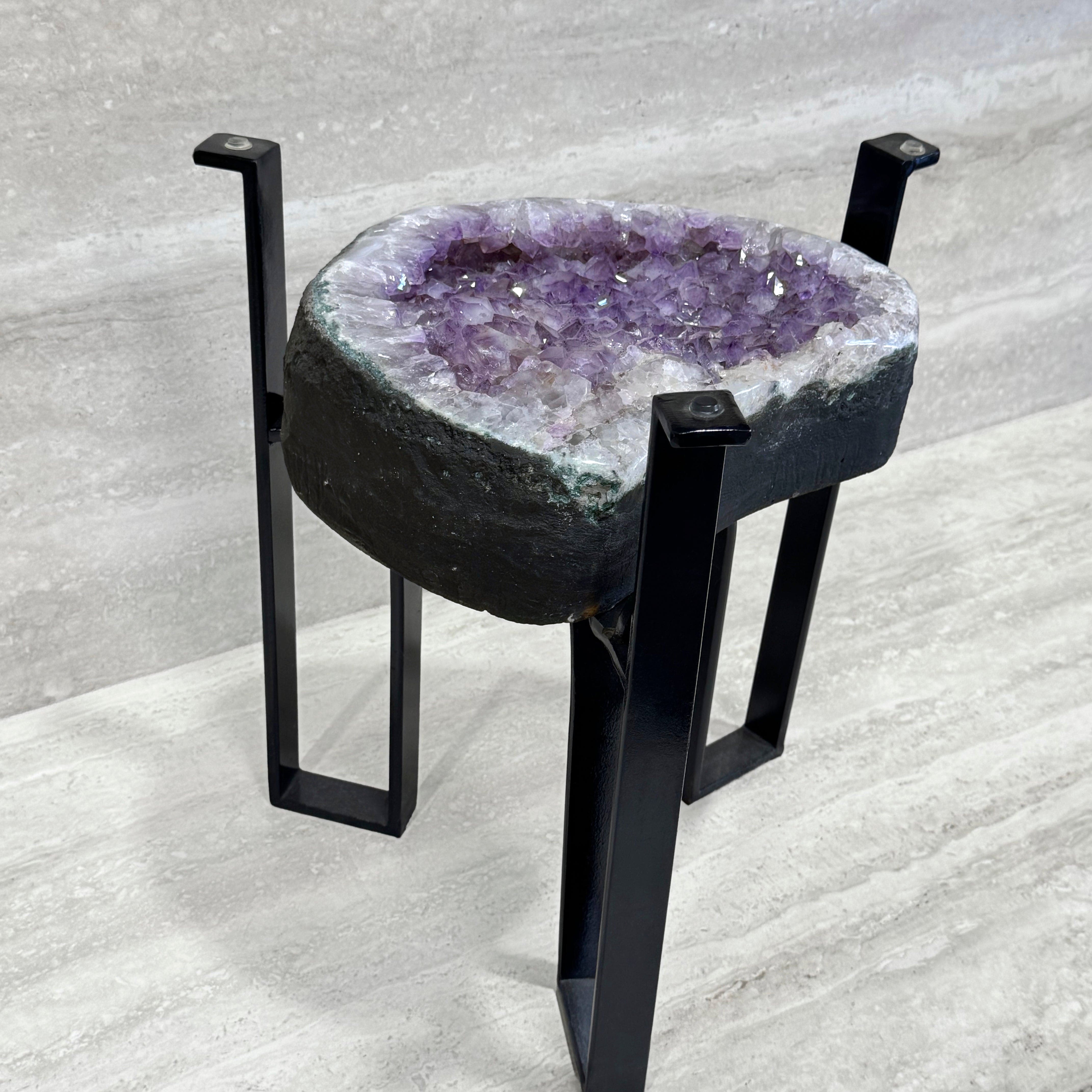 Kalifano Amethyst Amethyst Geode Table from Brazil on Custom Stand- 17" / 43 lbs BAG5000.009