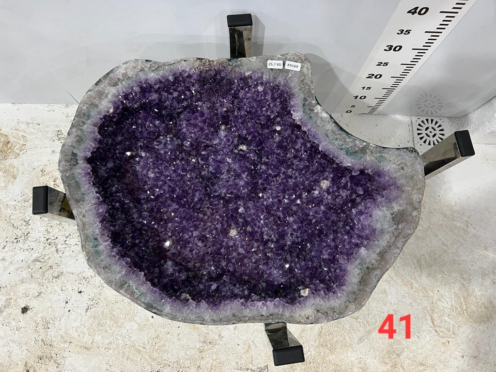 Kalifano Amethyst Amethyst Geode Table from Brazil with Custom Stand- 26" / 57 lbs BAG14000.009