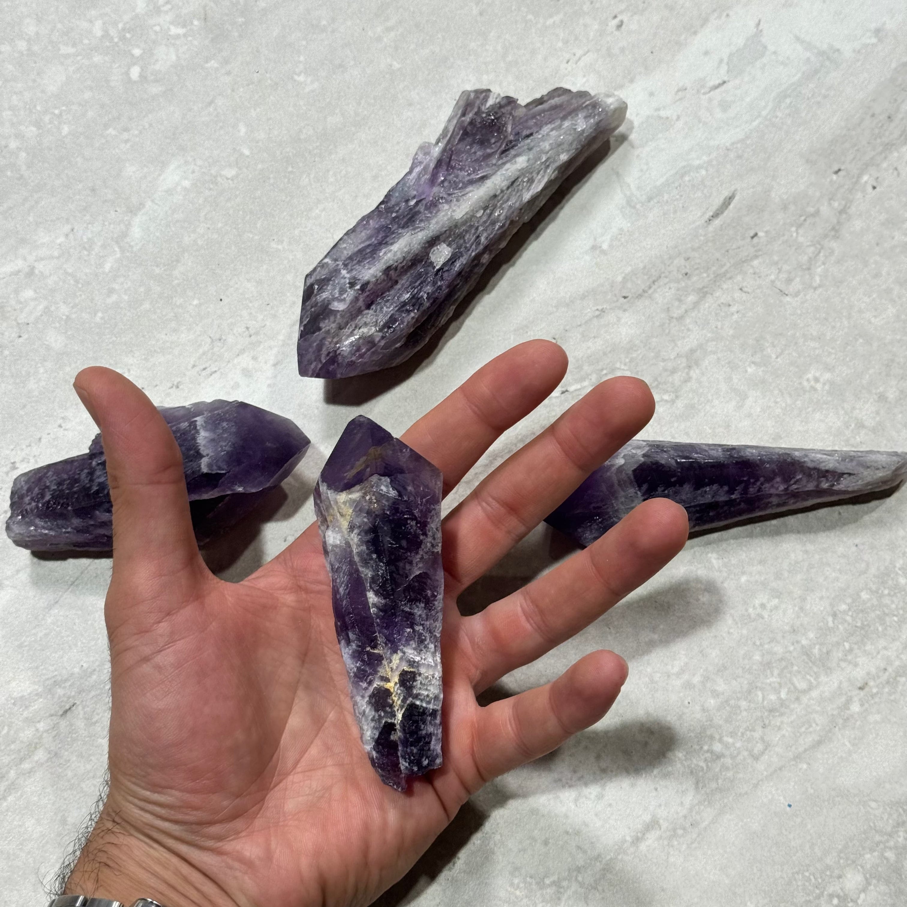 KALIFANO Amethyst Large Amethyst Elestial Laser Wand ALW200