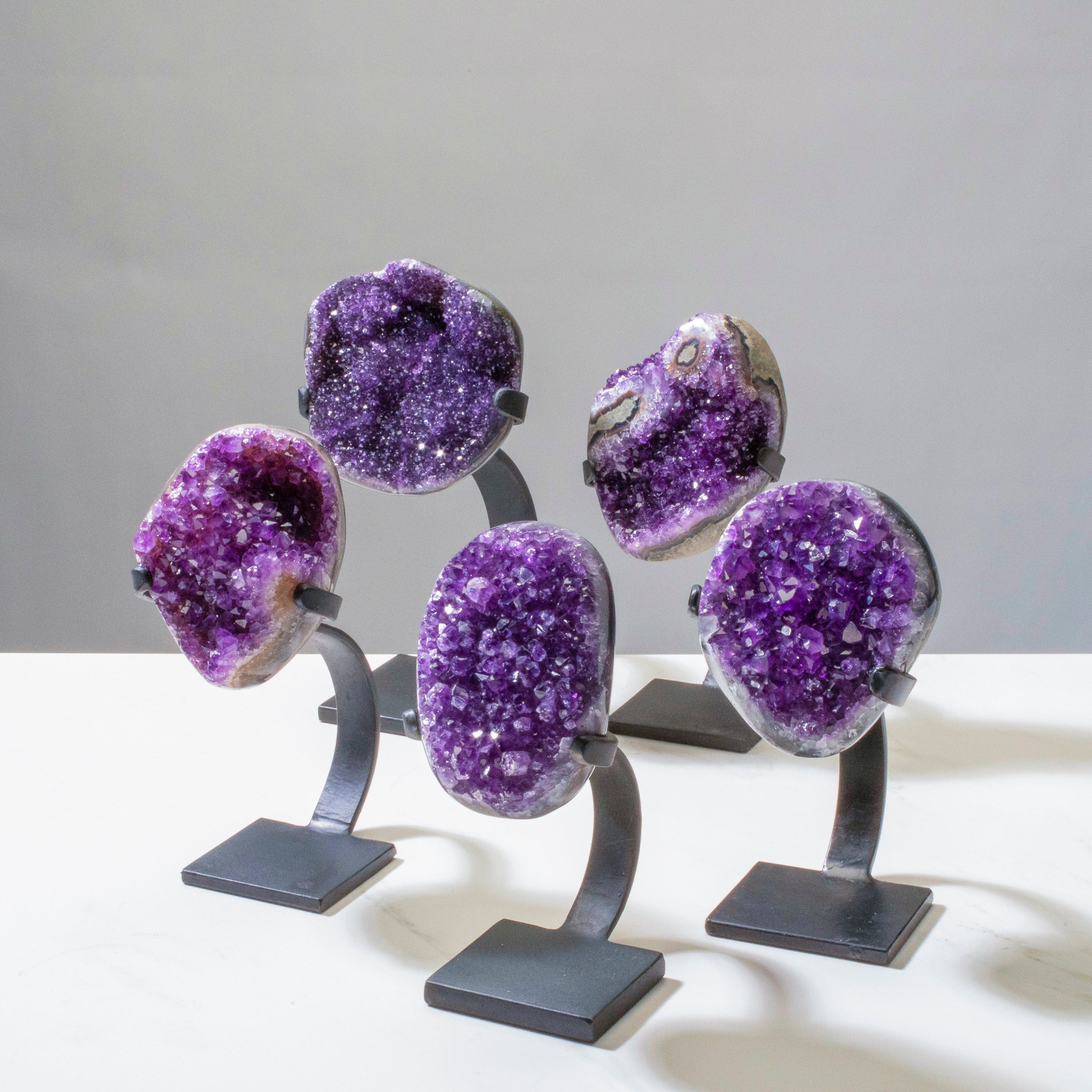 Kalifano Amethyst Large Uruguayan Amethyst Geode on Custom Stand - 10" / 5.5 lbs - A Grade UAG1200-B