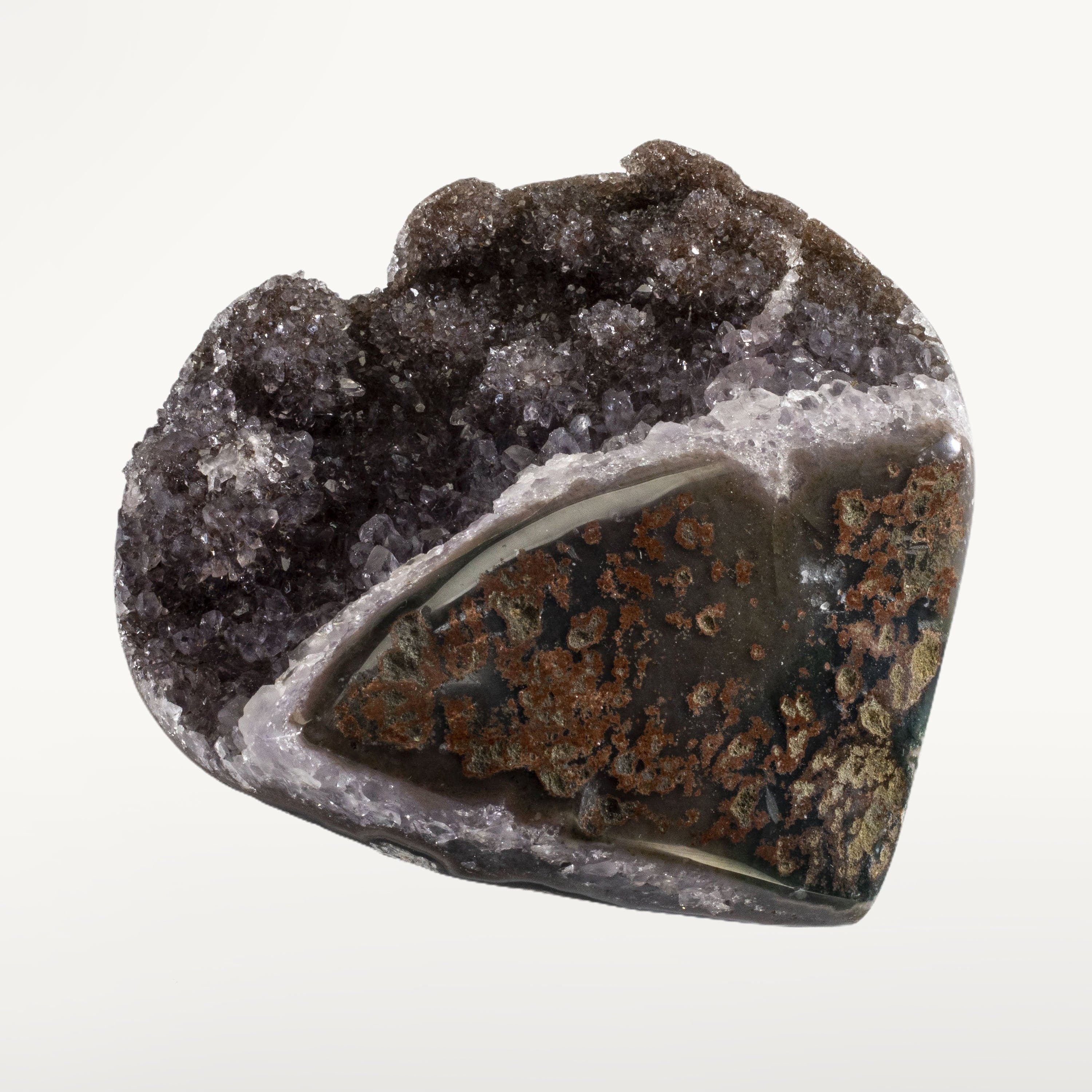 Kalifano Amethyst Natural Amethyst Geode Heart Carving from Uruguay - 900 grams UAGH1000
