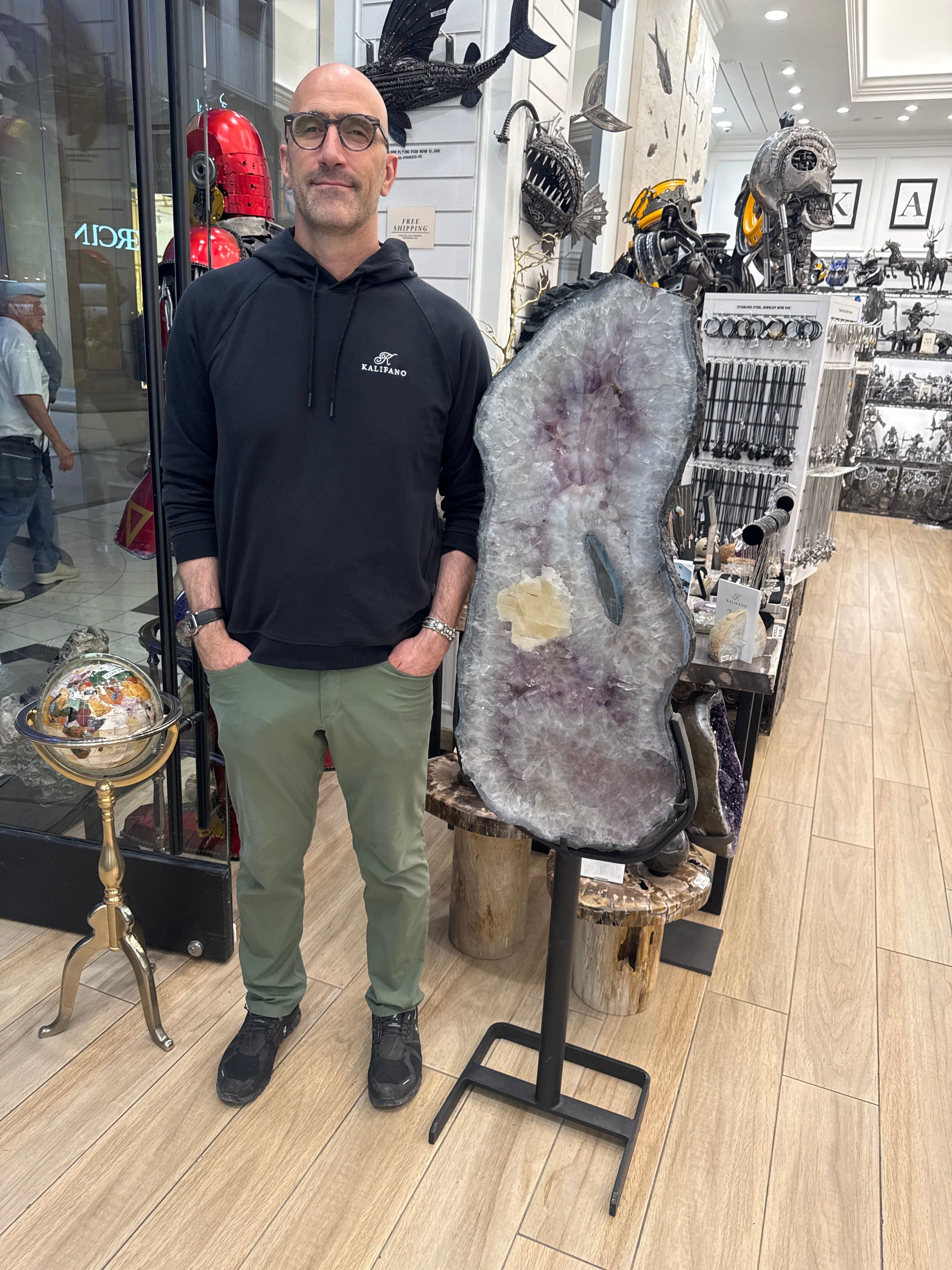 Kalifano Amethyst Natural Brazilian Amethyst Ring Geode on Custom Stand - 64" / 154 lbs BAG21000.002