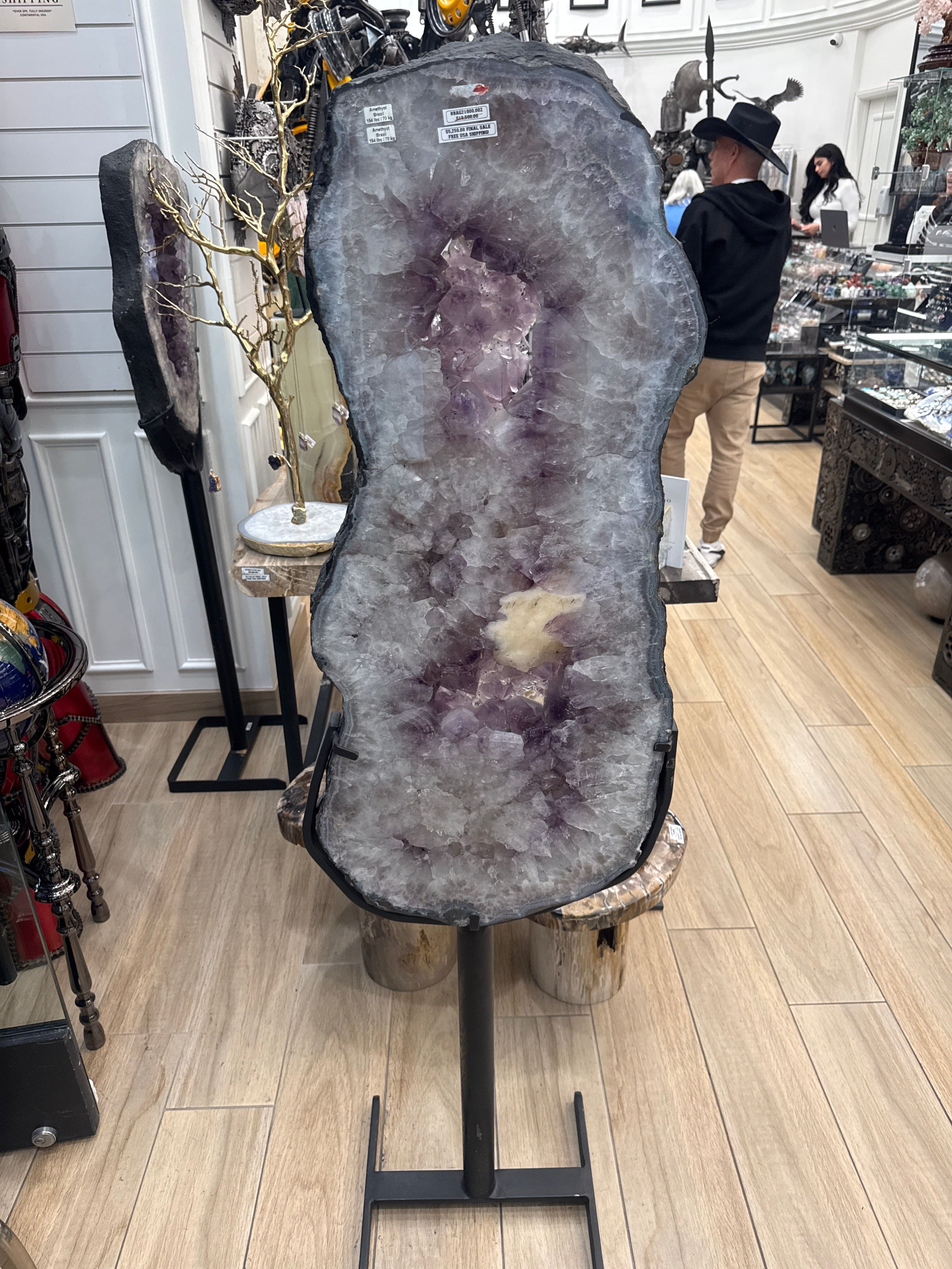 Kalifano Amethyst Natural Brazilian Amethyst Ring Geode on Custom Stand - 64" / 154 lbs BAG21000.002