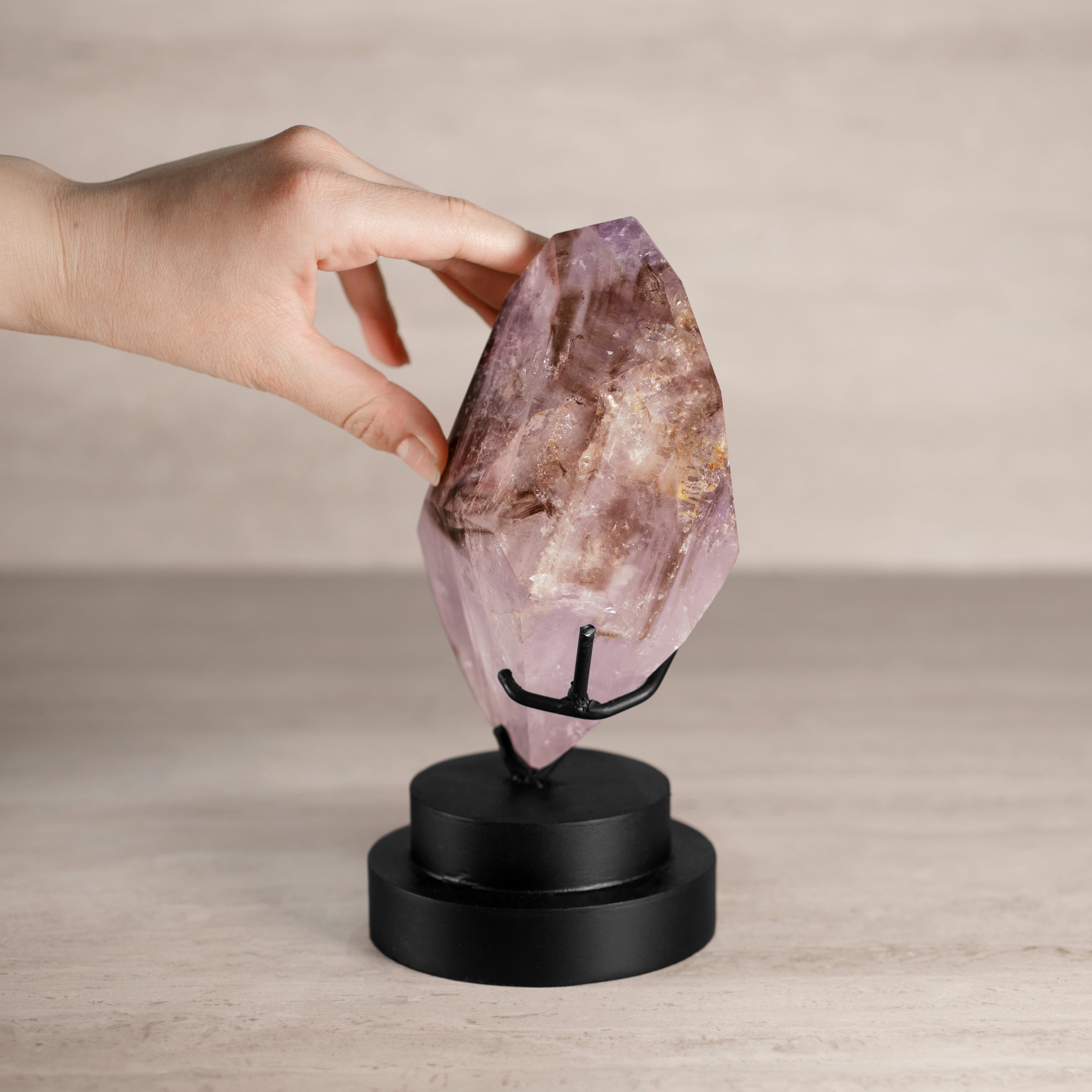 KALIFANO Amethyst Natural Brazilian Polished Enhyrdro Amethyst on Custom Base - 8" / 4 lbs AM14000.001