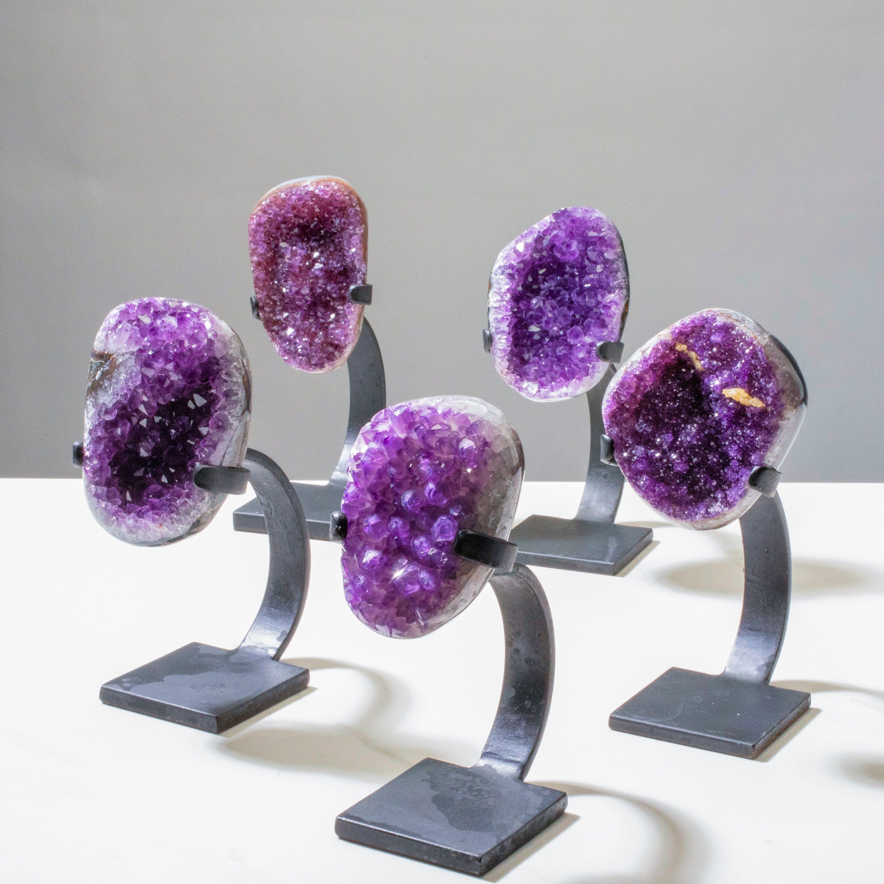 Kalifano Amethyst Small Uruguayan Amethyst Geode on Custom Stand - 8"/ 2.5 lbs - A Grade UAG600-B