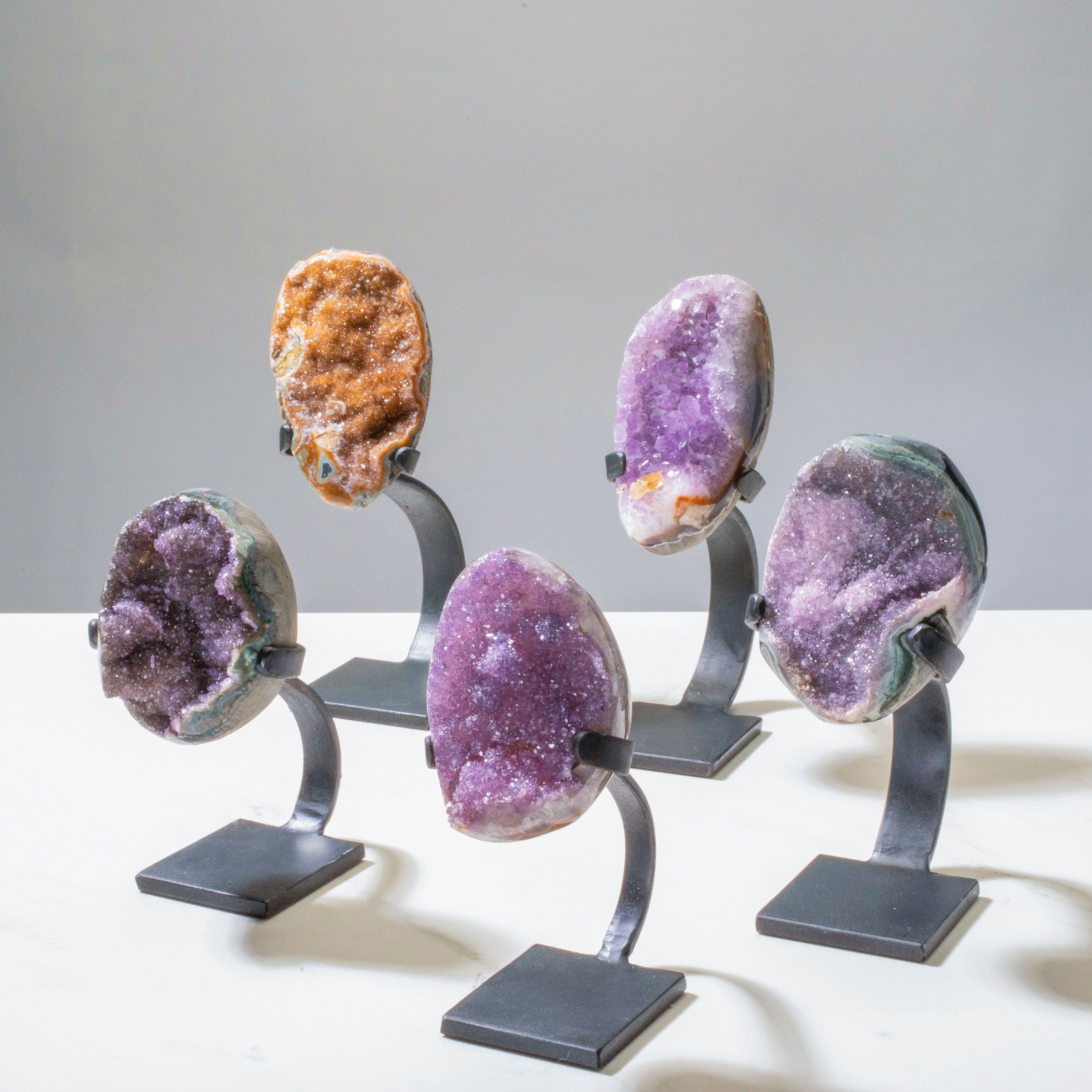 Kalifano Amethyst Small Uruguayan Amethyst Geode on Custom Stand - 8"/ 2.5 lbs - B Grade UAG500-C