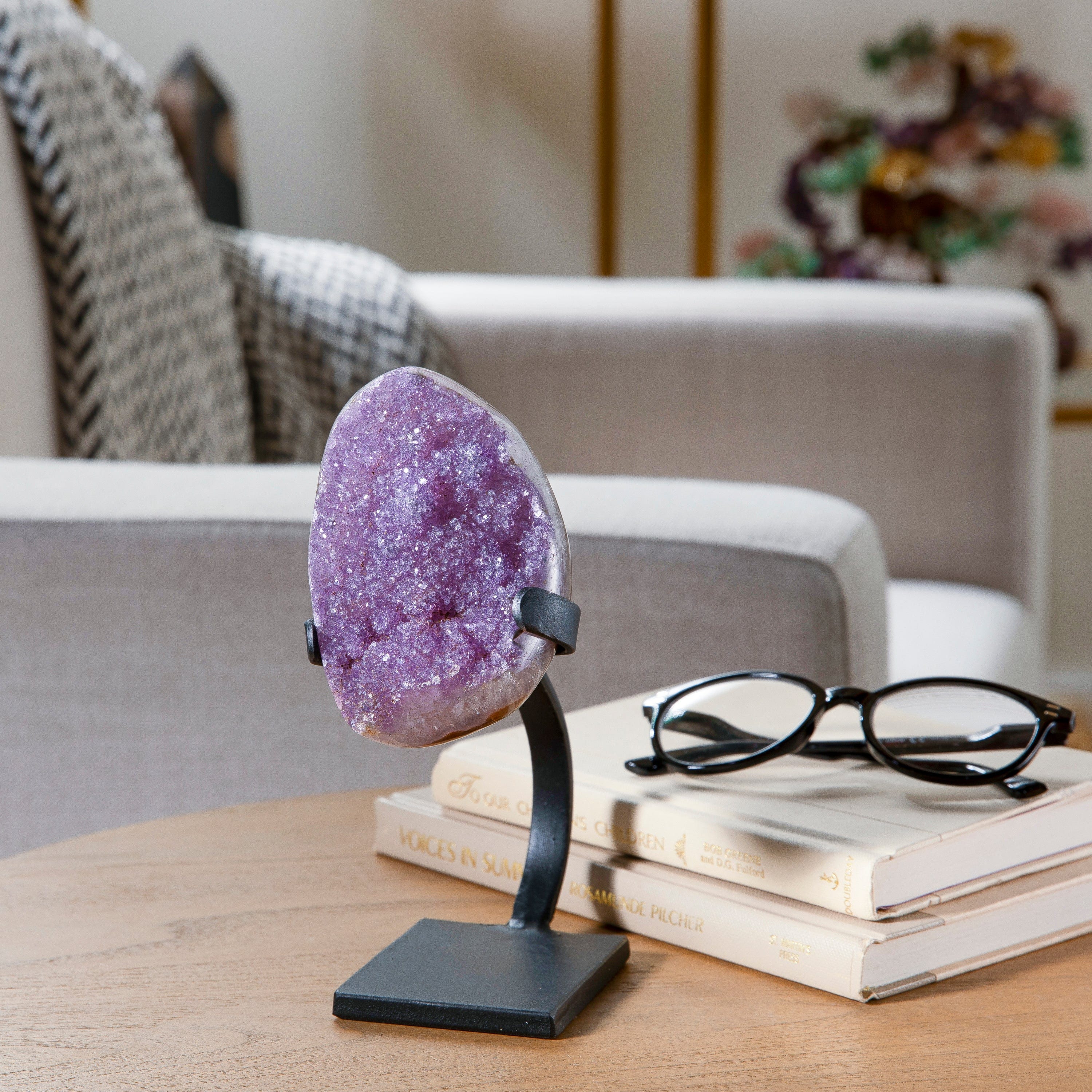 Kalifano Amethyst Small Uruguayan Amethyst Geode on Custom Stand - 8"/ 2.5 lbs - B Grade UAG500-C