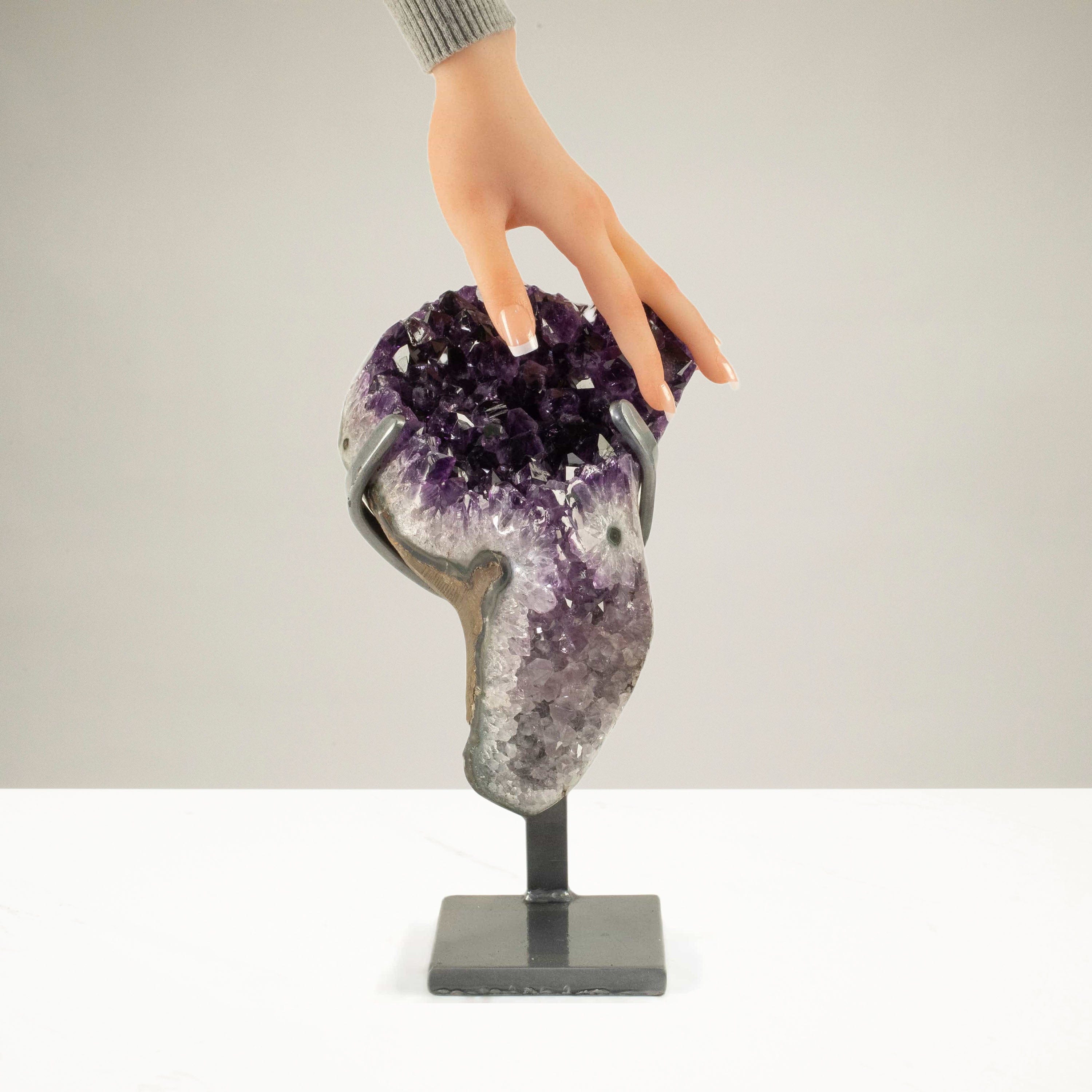 Kalifano Amethyst Uruguayan Amethyst Geode on Custom Stand - 10.6 lbs / 11.5 in. UAG4800.017