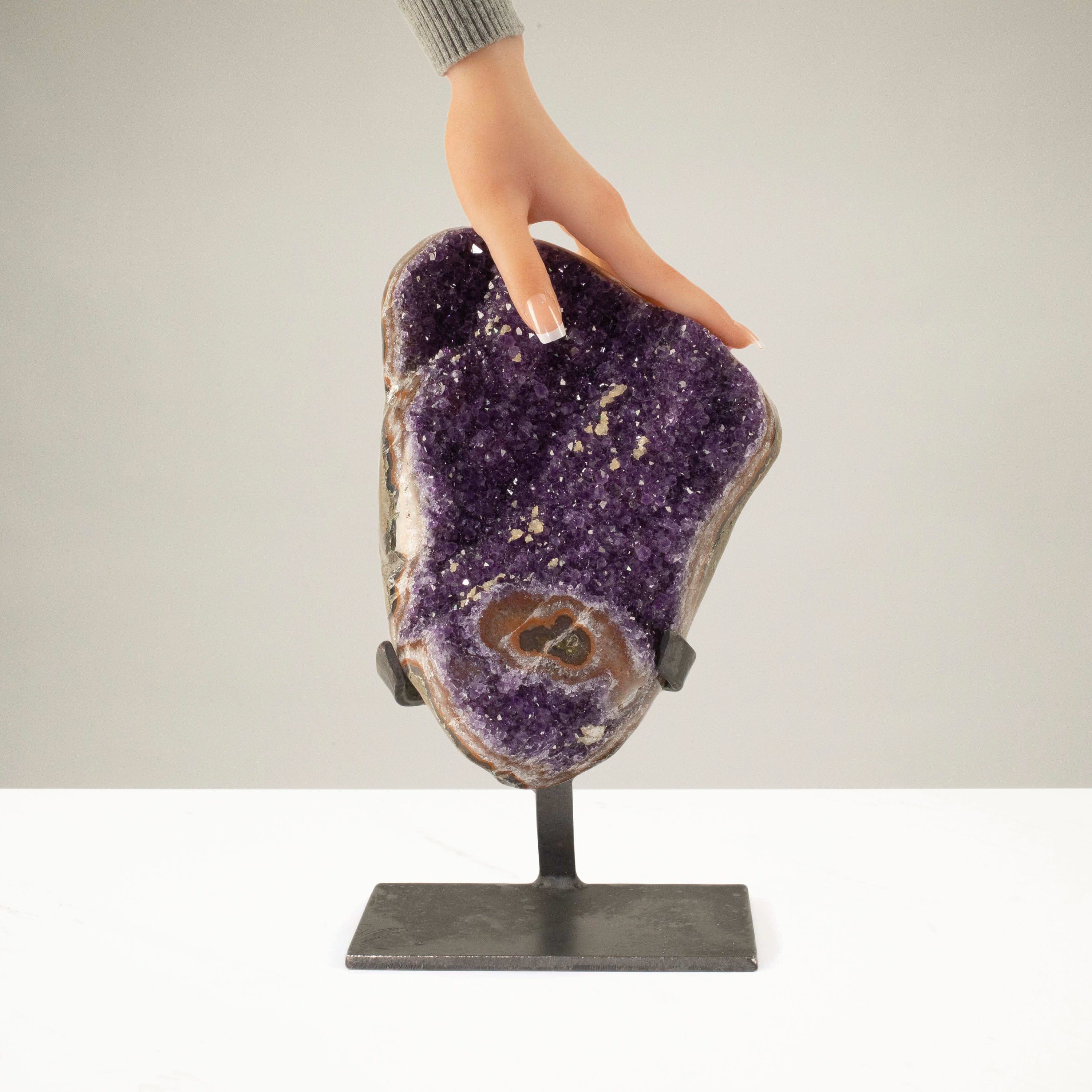Kalifano Amethyst Uruguayan Amethyst Geode on Custom Stand - 11.2 lbs / 11 in. UAG5100.003