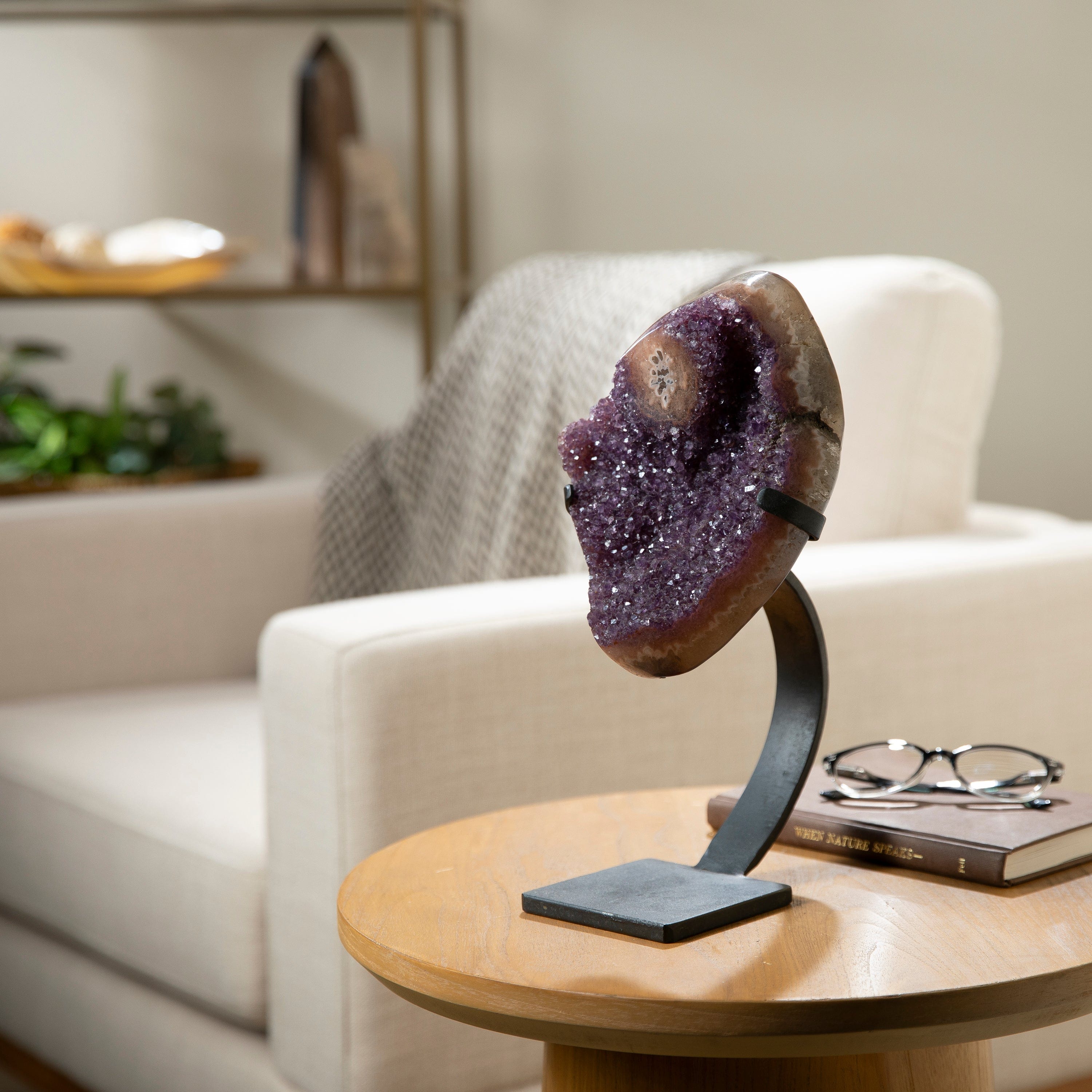 Kalifano Amethyst Uruguayan Amethyst Geode on Custom Stand - 11" / 8 lbs (Good Quality) UAG1400-C