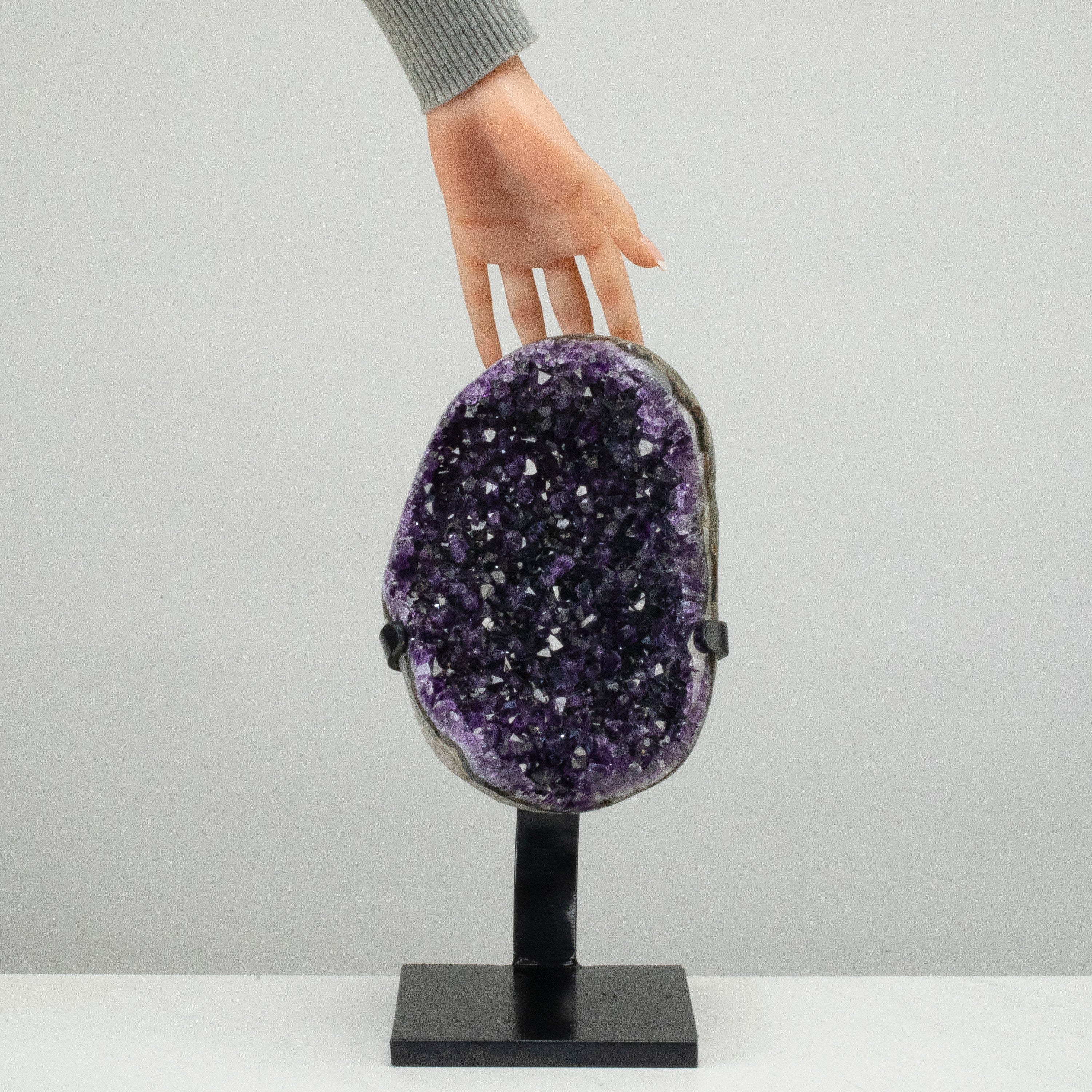 Kalifano Amethyst Uruguayan Amethyst Geode on Custom Stand - 13" / 13 lbs UAG6400.003