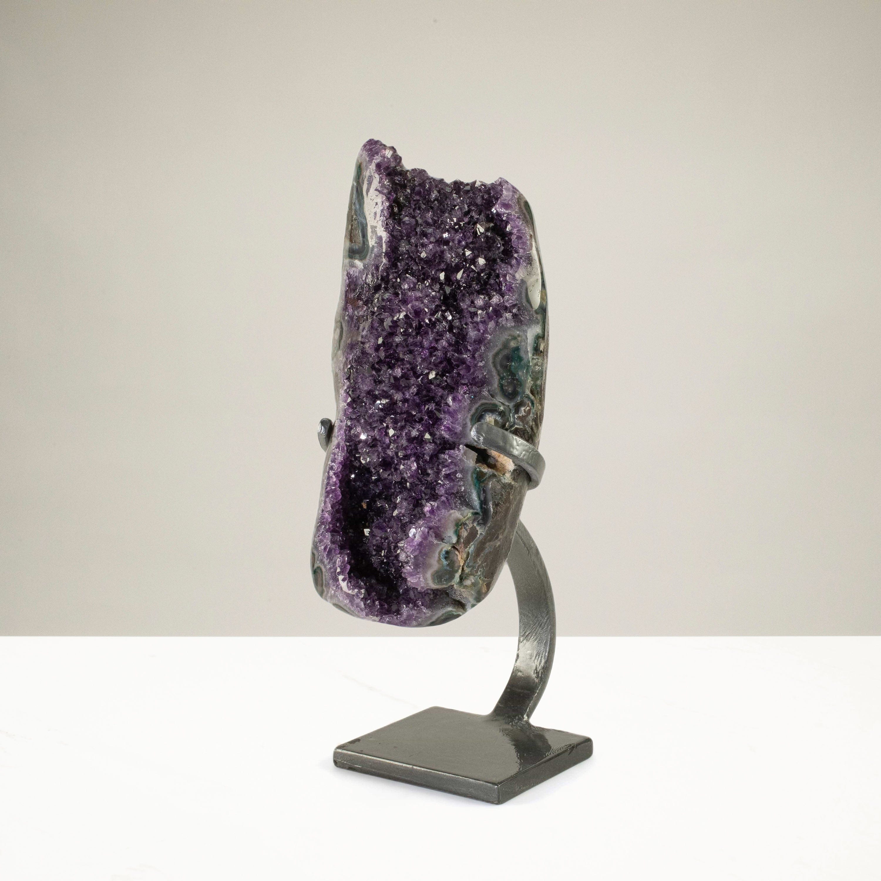 Kalifano Amethyst Uruguayan Amethyst Geode on Custom Stand - 13.4 lbs / 14.5 in. UAG6100.002