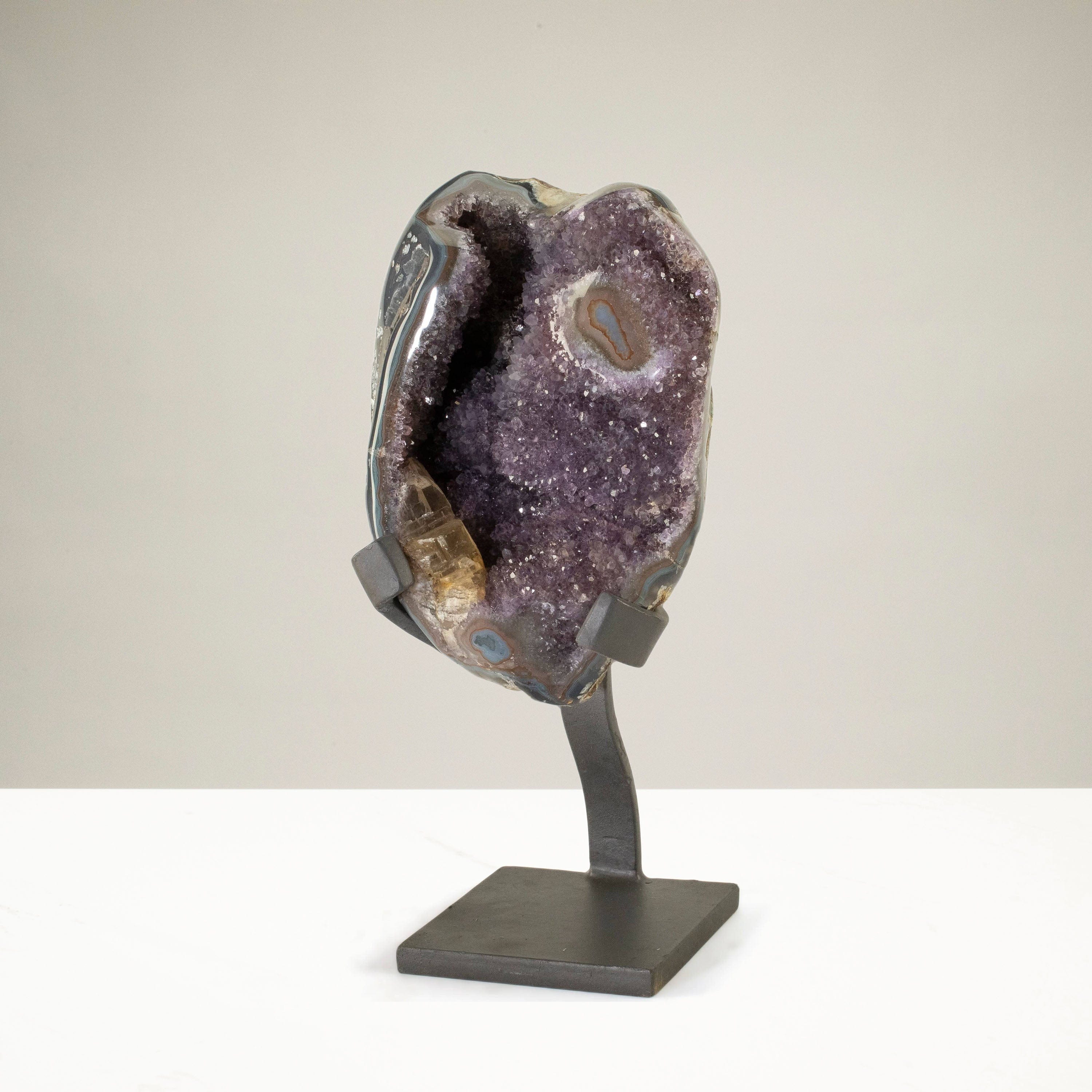 Kalifano Amethyst Uruguayan Amethyst Geode on Custom Stand - 15.6 lbs / 13.5 in. UAG3550.001