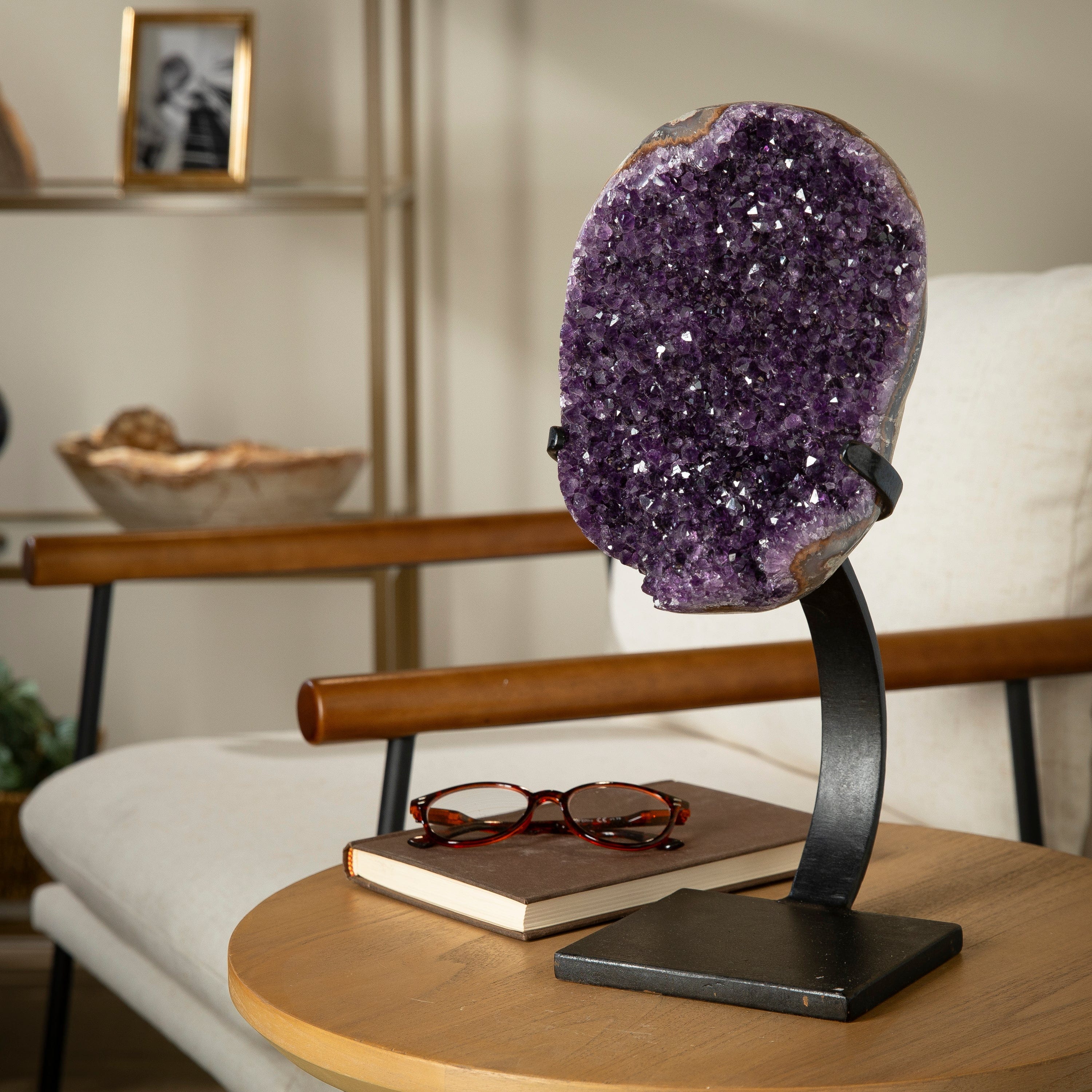 Kalifano Amethyst Uruguayan Amethyst Geode on Custom Stand - 16" / 13 lbs UAG6400.009