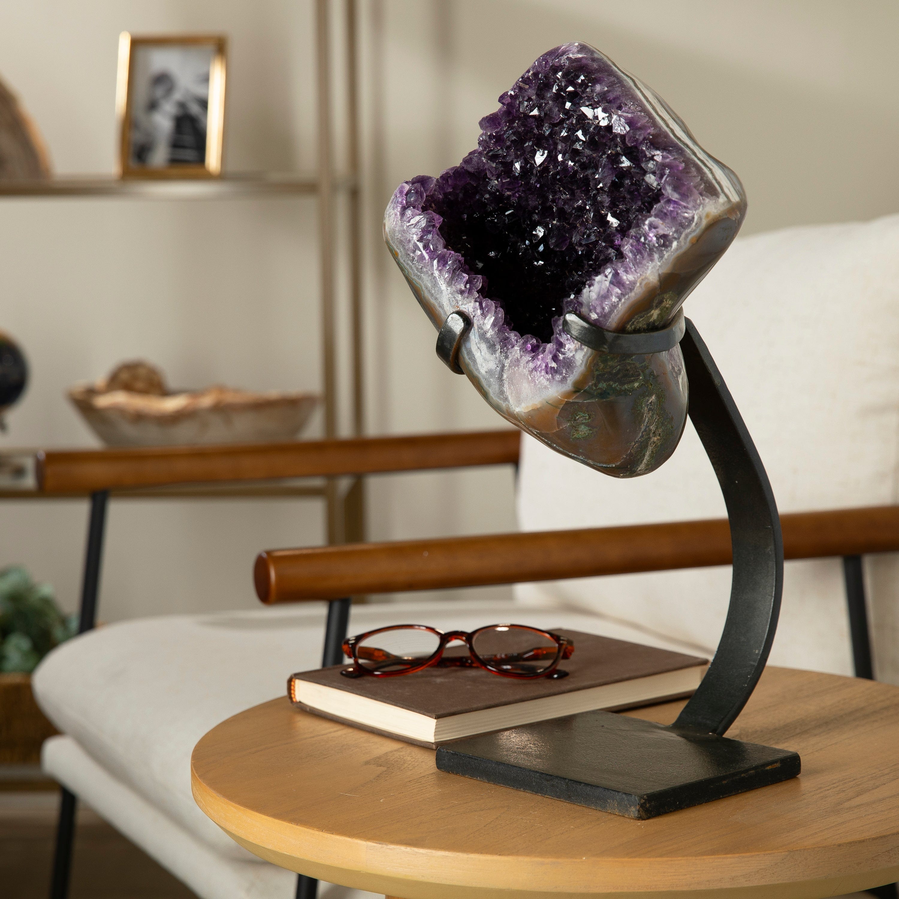 Kalifano Amethyst Uruguayan Amethyst Geode on Custom Stand - 16" / 14 lbs UAG6800.010