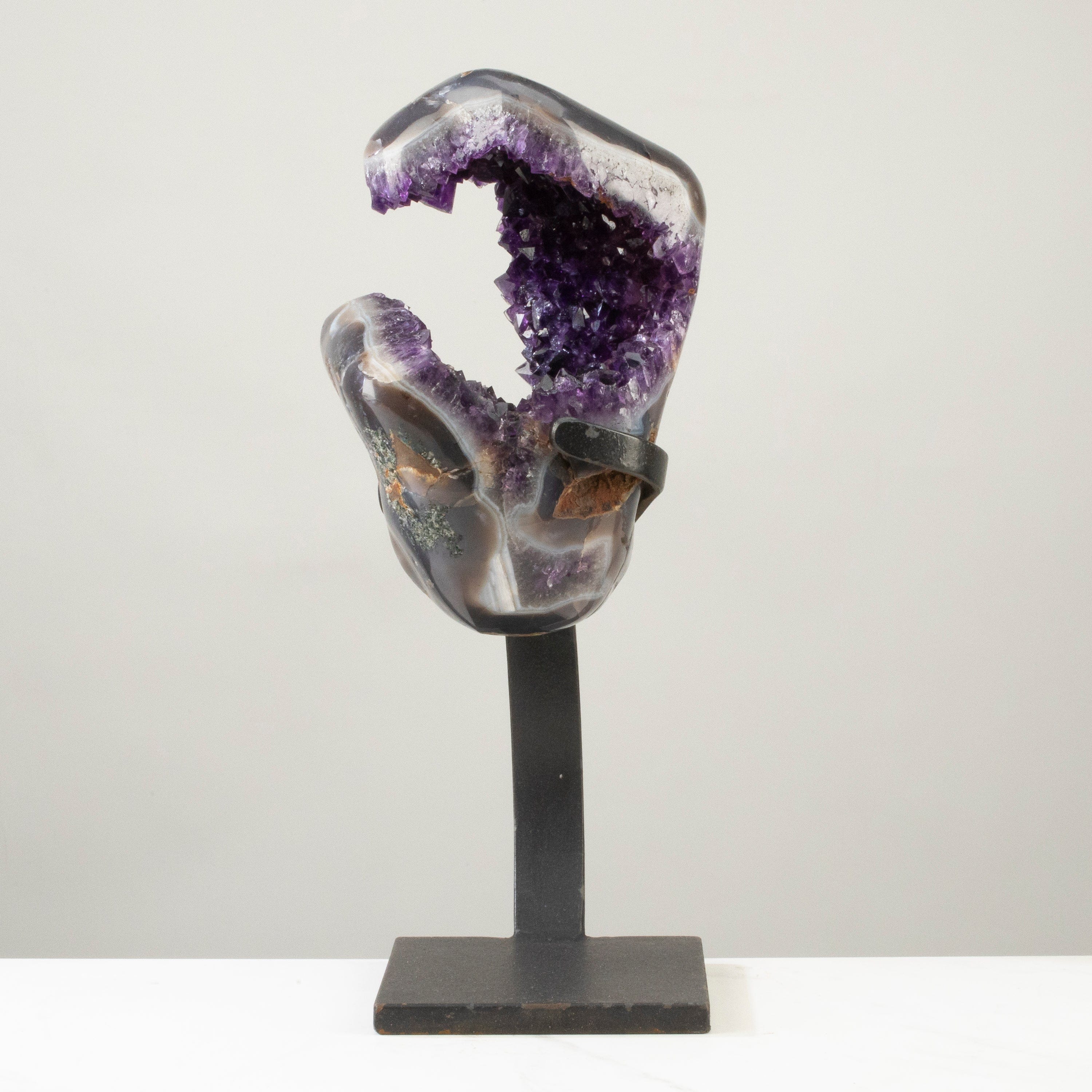 Kalifano Amethyst Uruguayan Amethyst Geode on Custom Stand - 16" / 14 lbs UAG7200.009