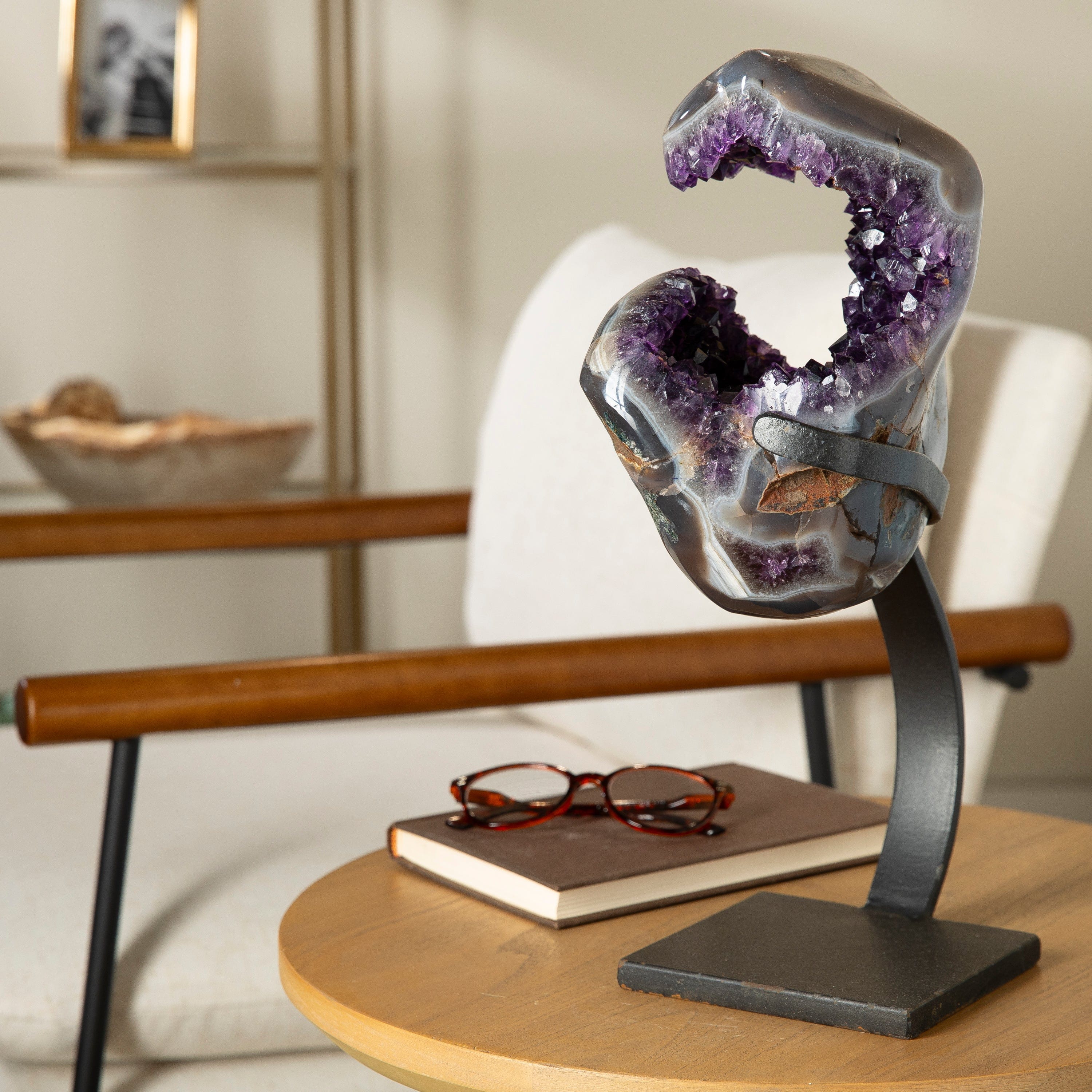 Kalifano Amethyst Uruguayan Amethyst Geode on Custom Stand - 16" / 14 lbs UAG7200.009