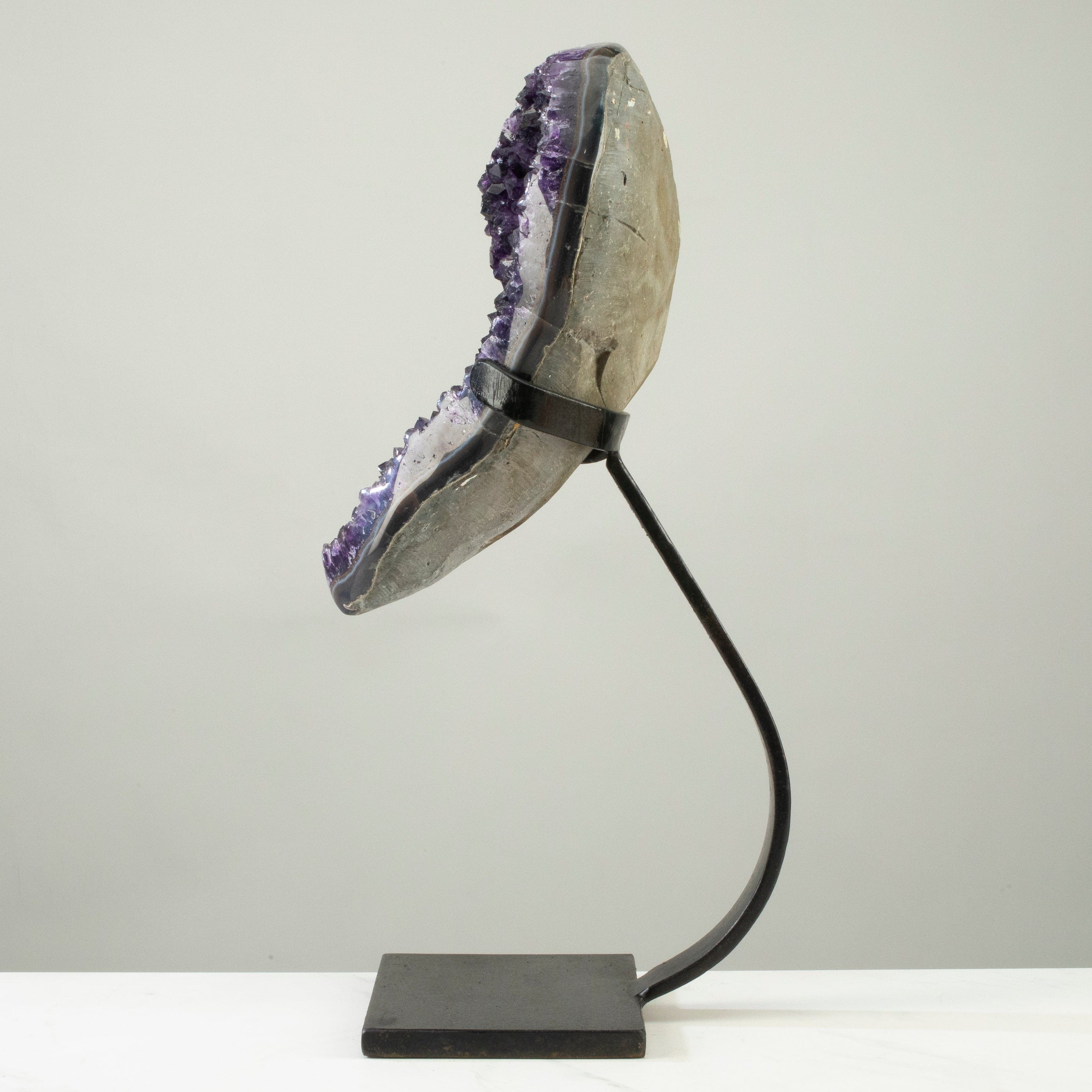 Kalifano Amethyst Uruguayan Amethyst Geode on Custom Stand - 18" / 16 lbs UAG7600.008