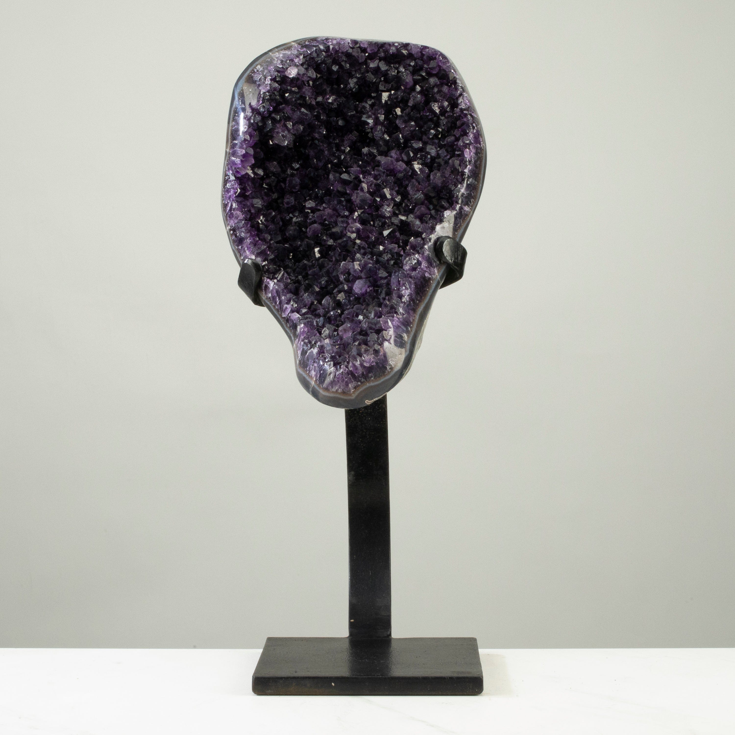 Kalifano Amethyst Uruguayan Amethyst Geode on Custom Stand - 18" / 16 lbs UAG7600.008