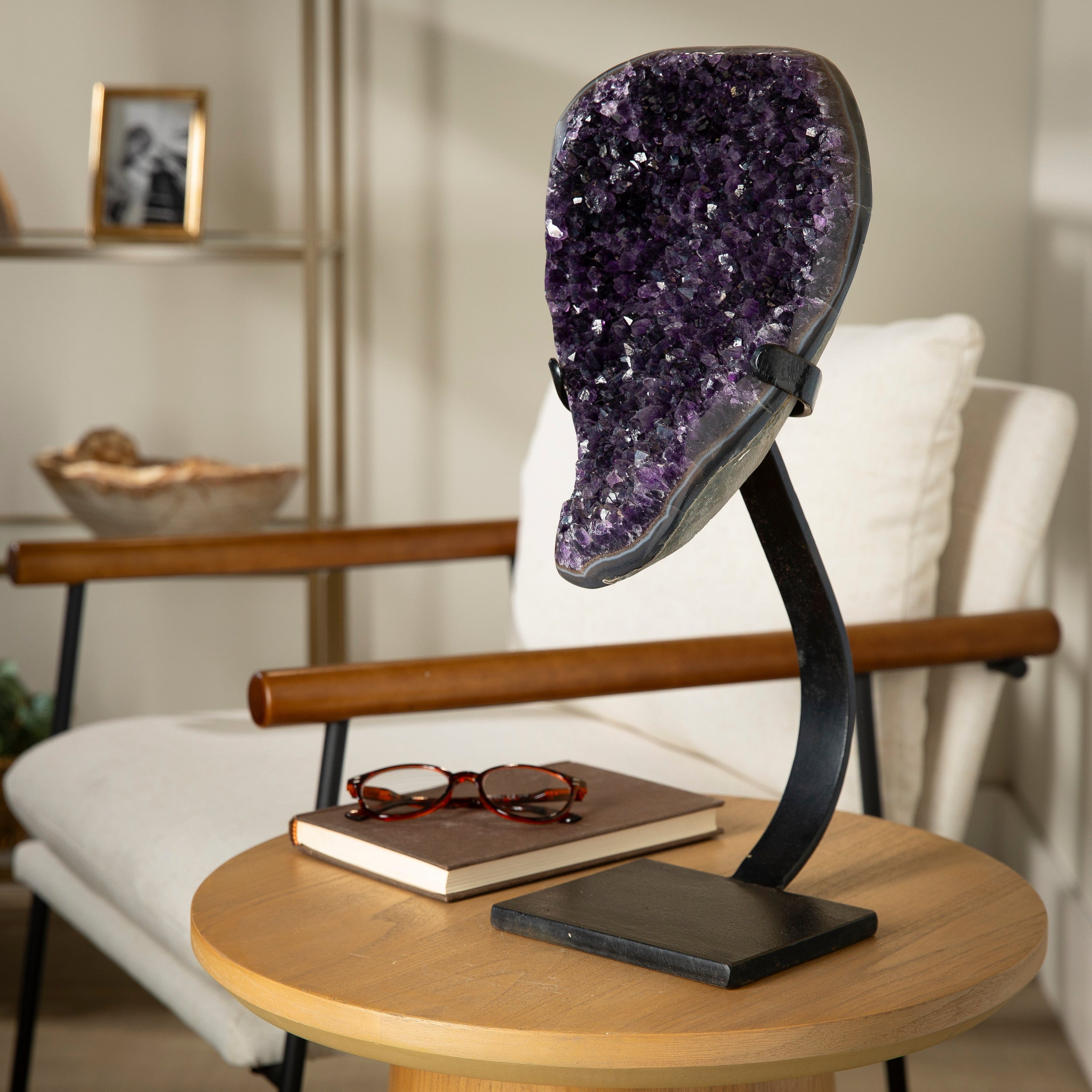 Kalifano Amethyst Uruguayan Amethyst Geode on Custom Stand - 18" / 16 lbs UAG7600.008