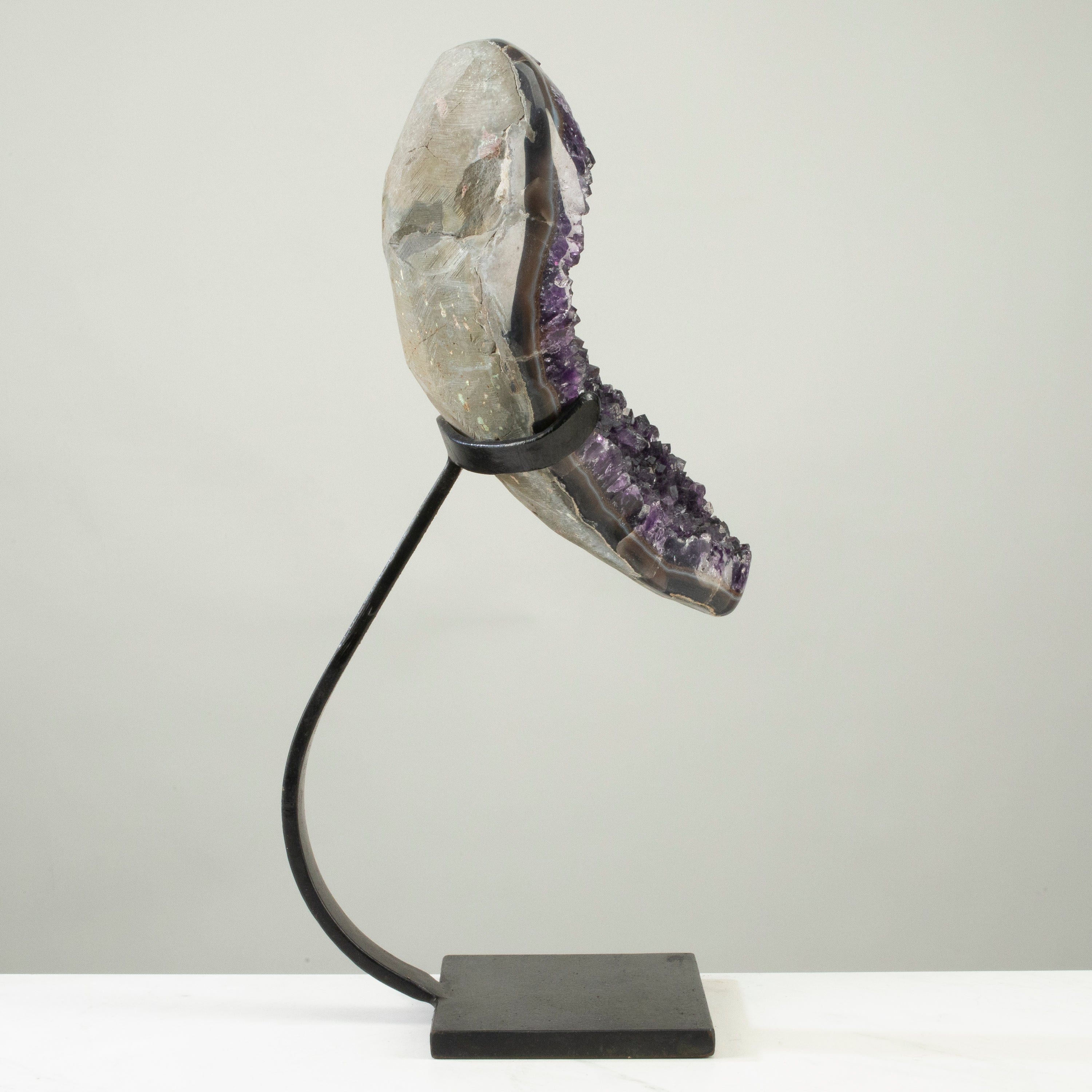 Kalifano Amethyst Uruguayan Amethyst Geode on Custom Stand - 18" / 16 lbs UAG7600.008