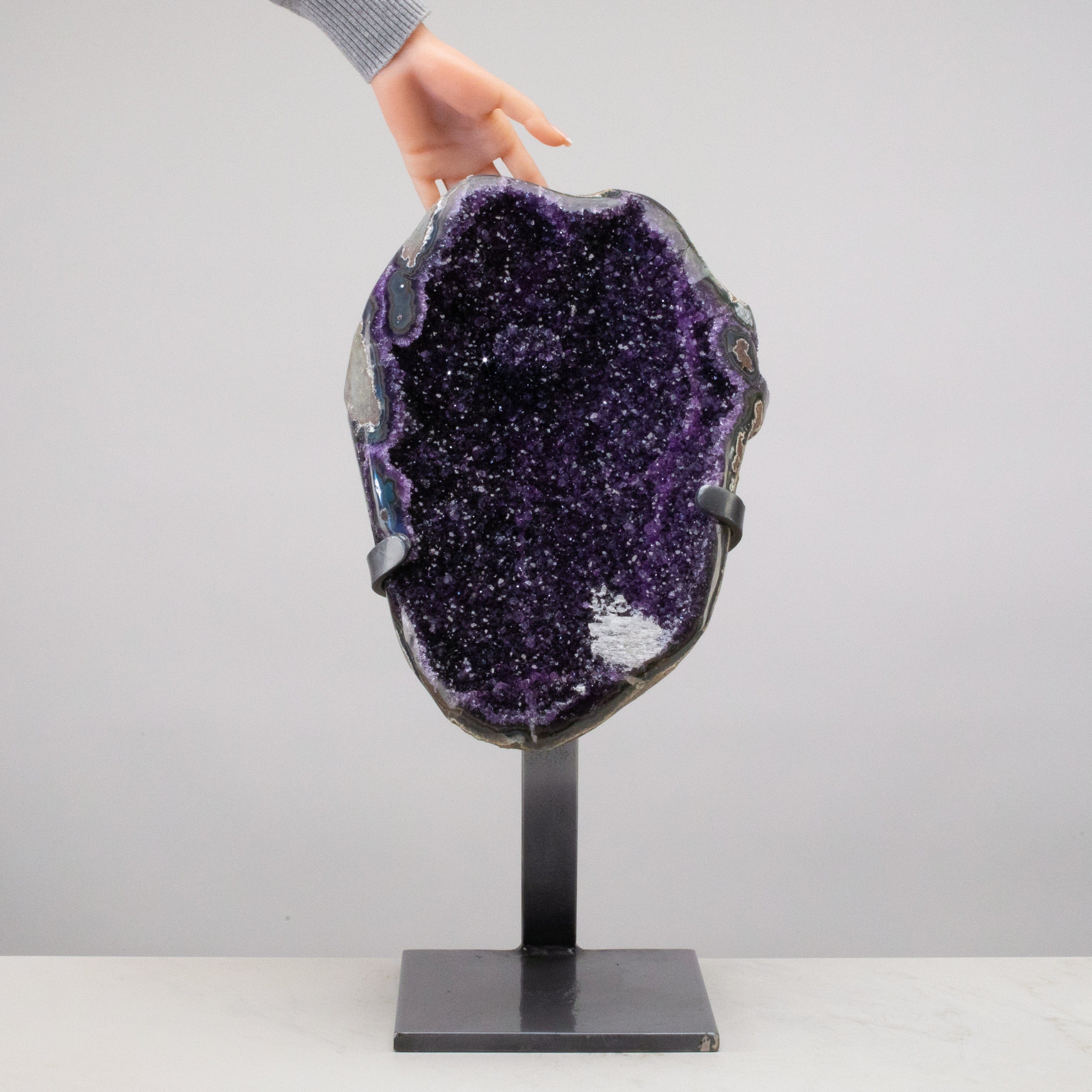 Kalifano Amethyst Uruguayan Amethyst Geode on Custom Stand - 22" / 36 lbs UAG16400.001