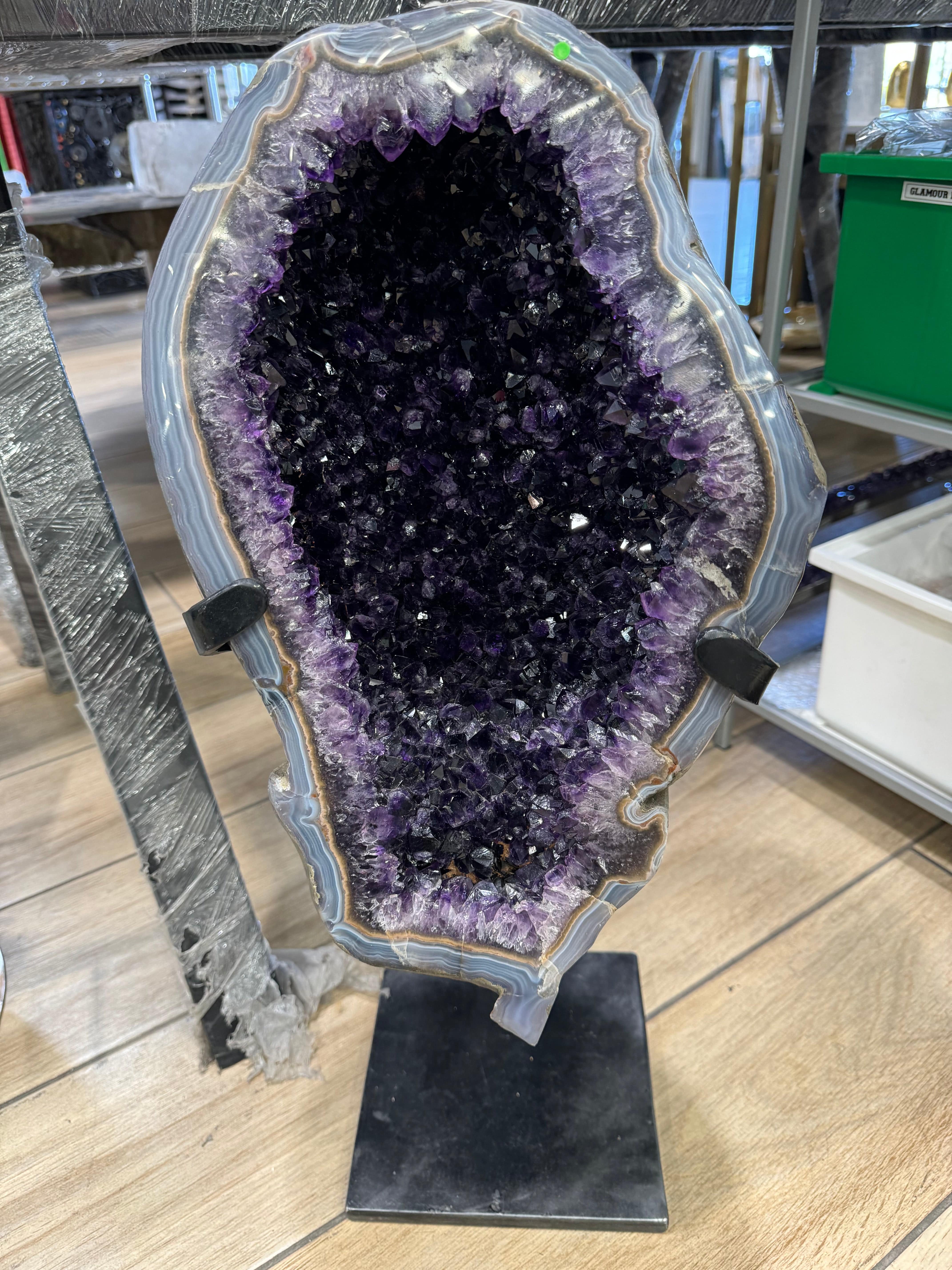 Kalifano Amethyst Uruguayan Amethyst Geode on Custom Stand - 26" / 55 lbs UAG15000.004