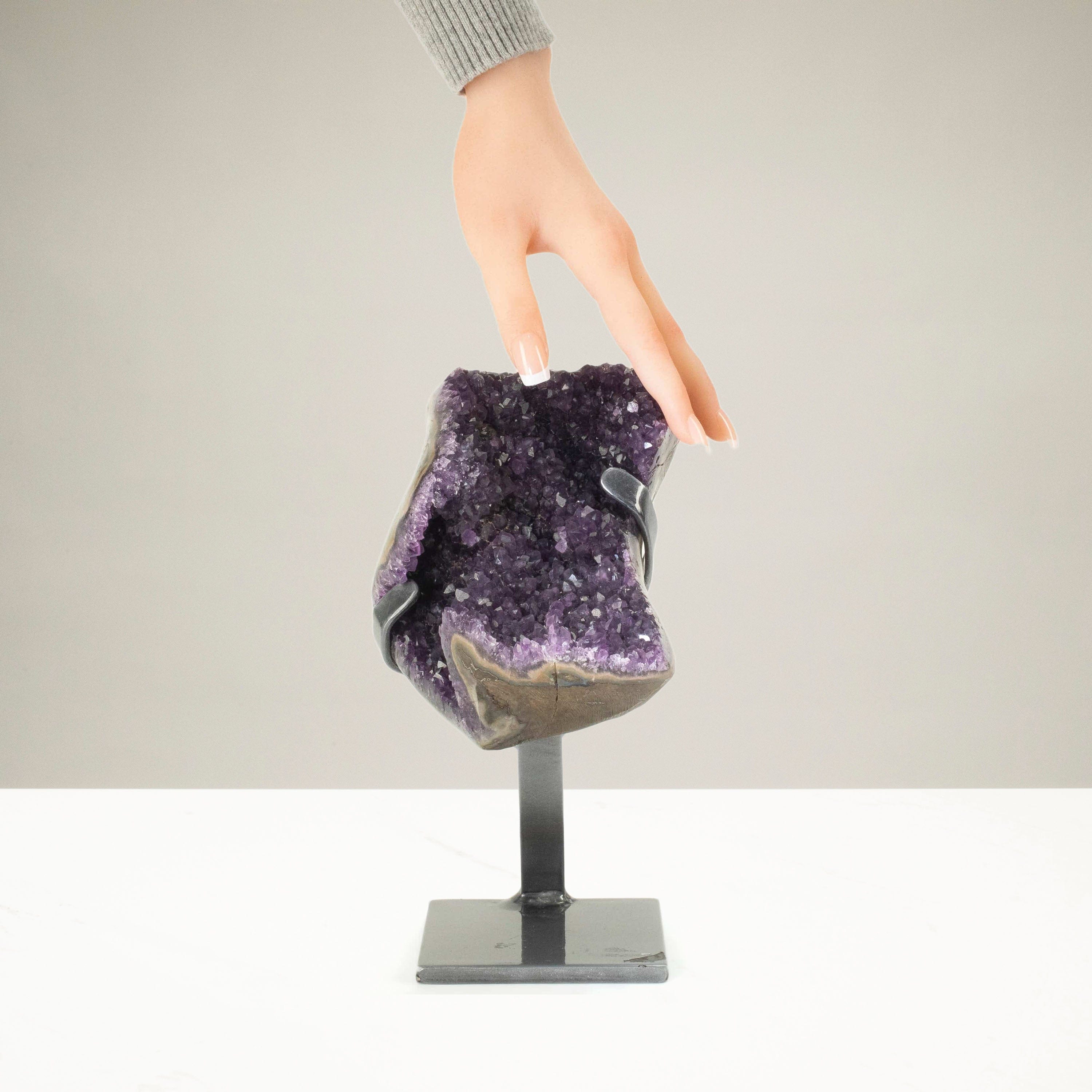 Kalifano Amethyst Uruguayan Amethyst Geode on Custom Stand - 7.1 lbs / 10 in. UAG3200.008