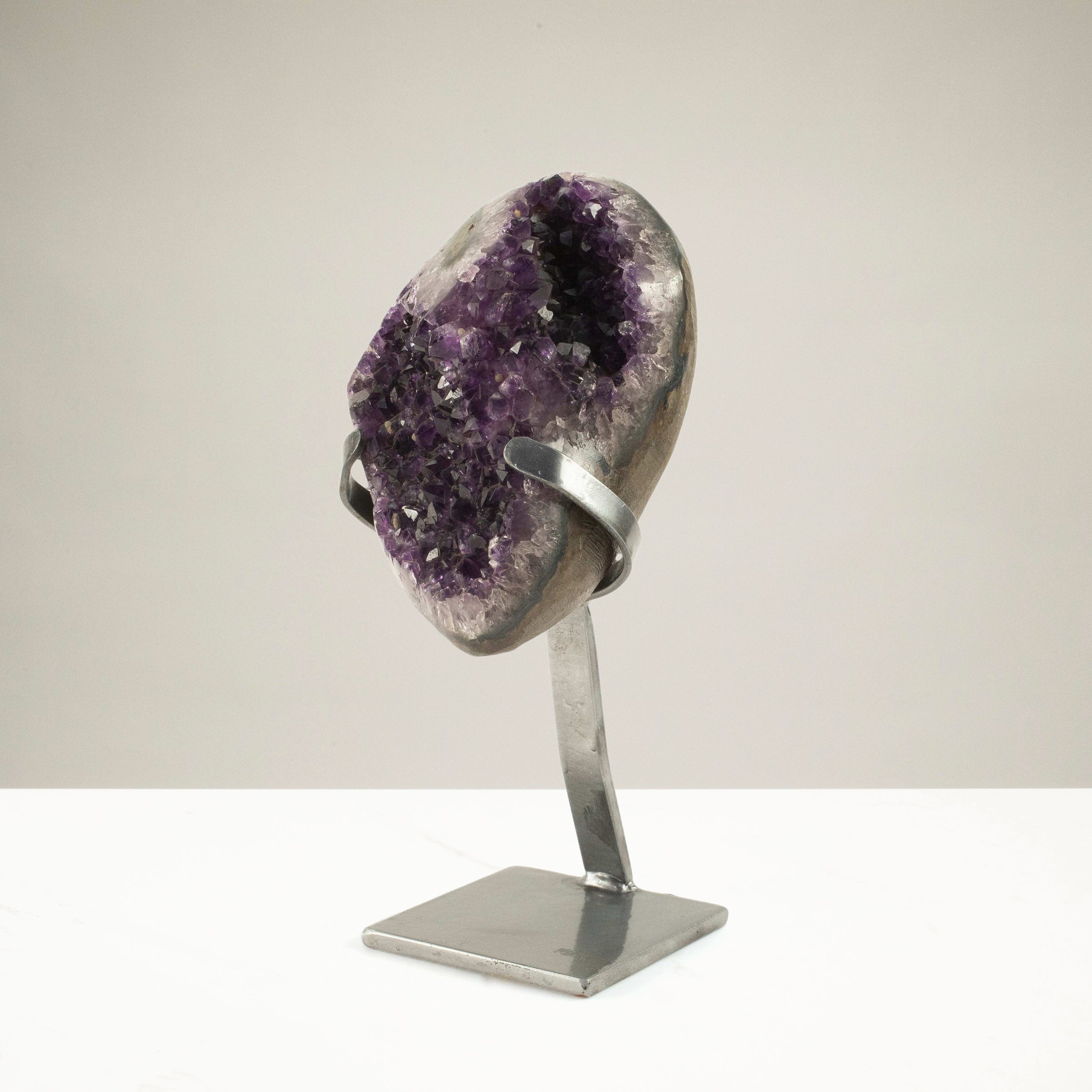 Kalifano Amethyst Uruguayan Amethyst Geode on Custom Stand - 7.7 lbs / 10.5 in. UAG3500.005