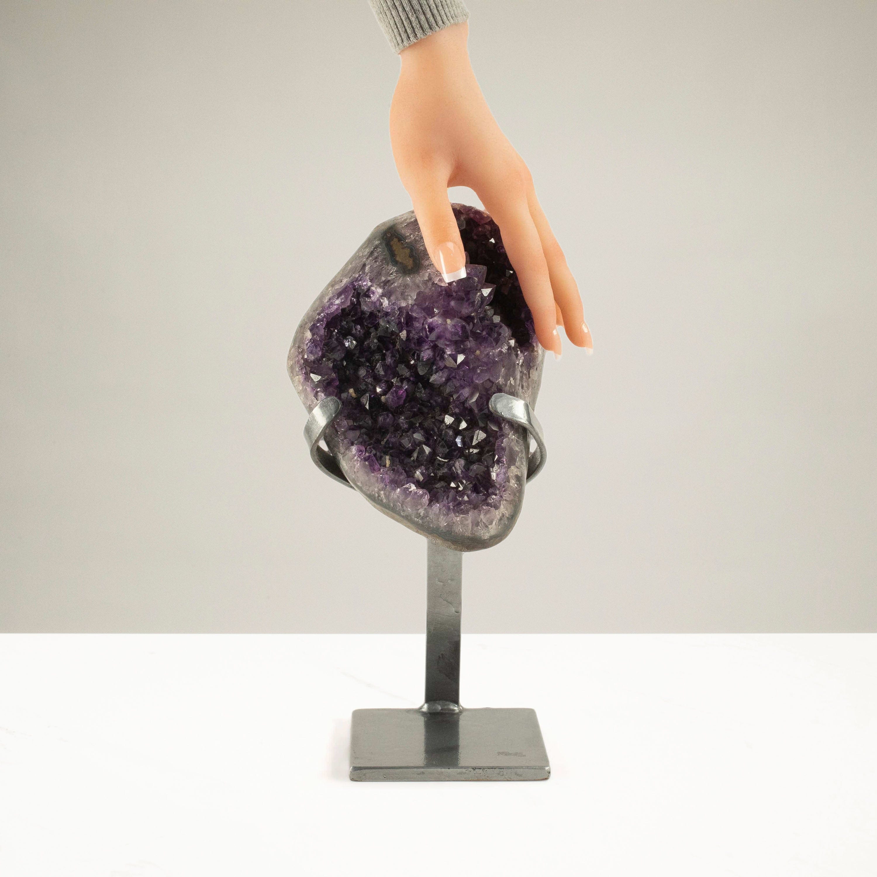 Kalifano Amethyst Uruguayan Amethyst Geode on Custom Stand - 7.7 lbs / 10.5 in. UAG3500.005