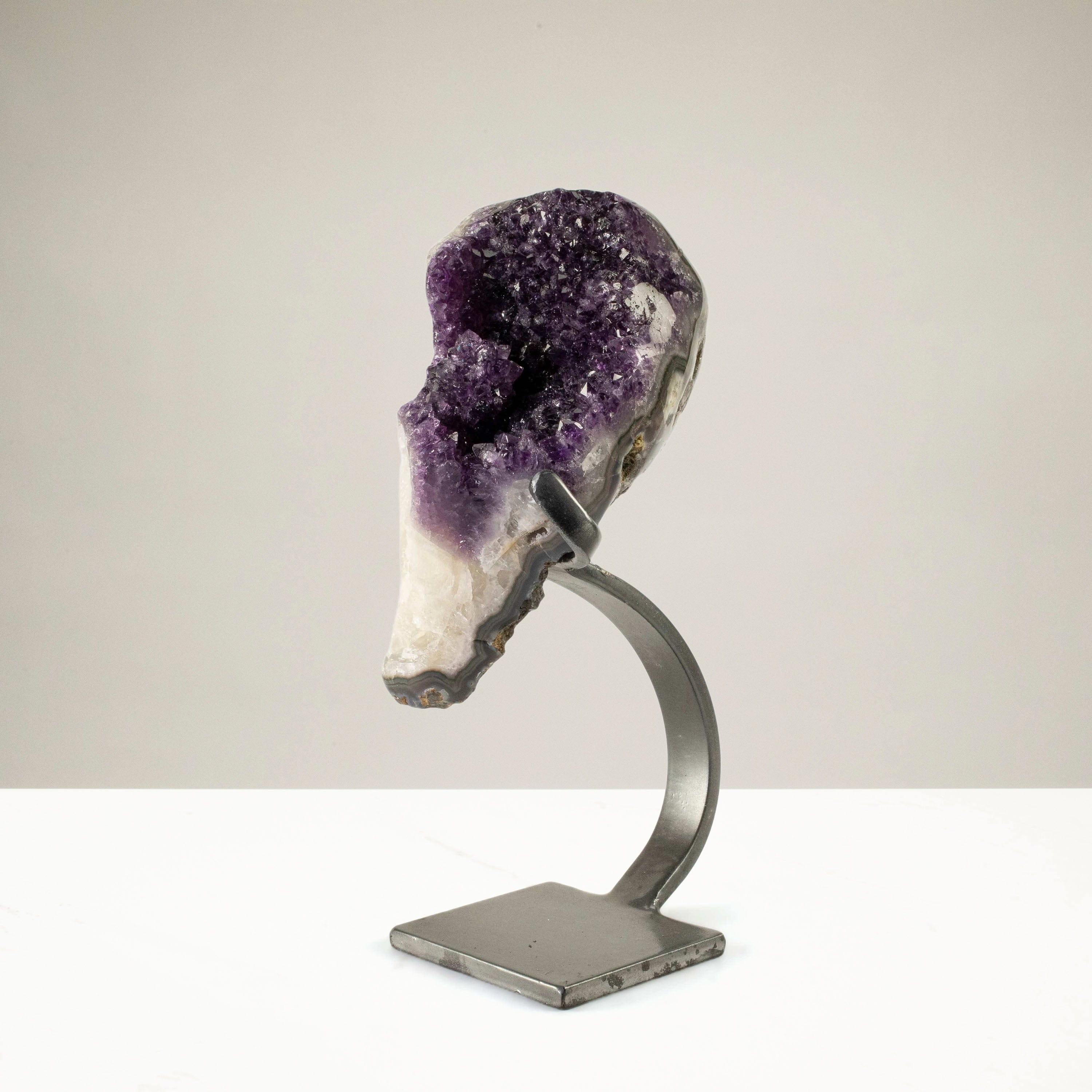 Kalifano Amethyst Uruguayan Amethyst Geode on Custom Stand - 7.7 lbs / 11.5 in. UAG3500.004