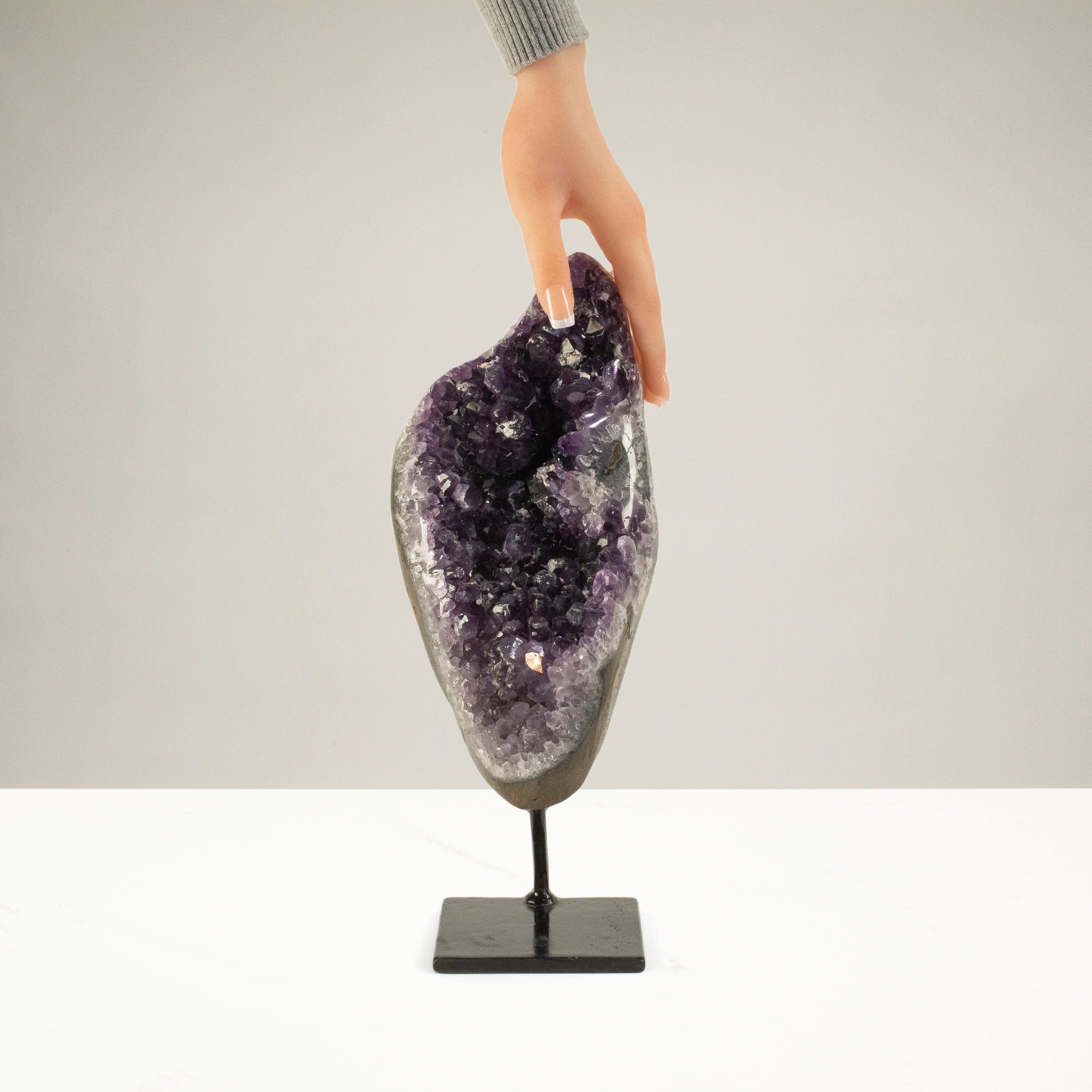 Kalifano Amethyst Uruguayan Amethyst Geode on Custom Stand - 9.2 lbs / 13.5 in. UAG4200.006