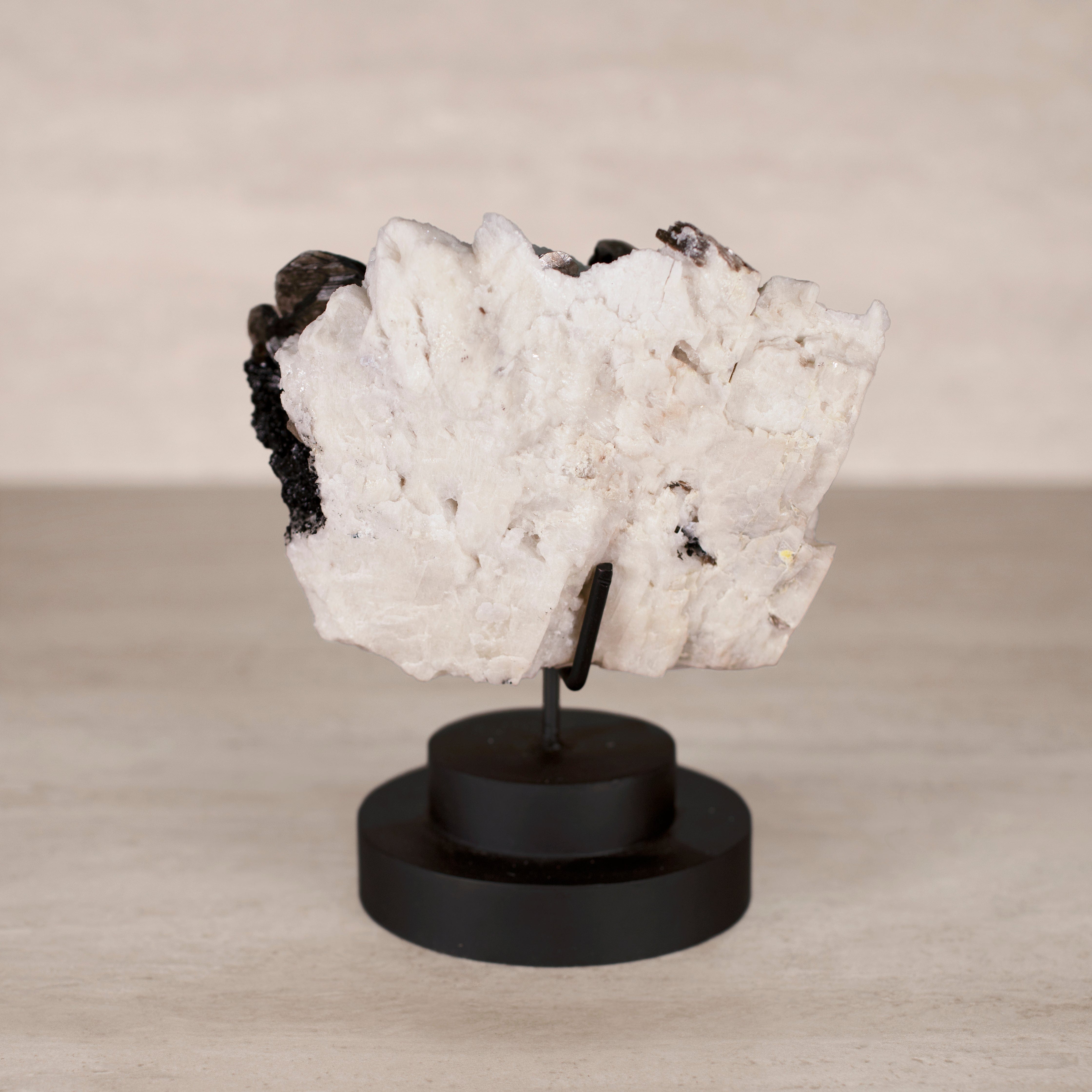 KALIFANO Apophyllite & Mica Natural Brazilian Apophyllite, Mica, Black Tourmaline on Custom Stand - 7.25" / 4 lbs APE11000.001
