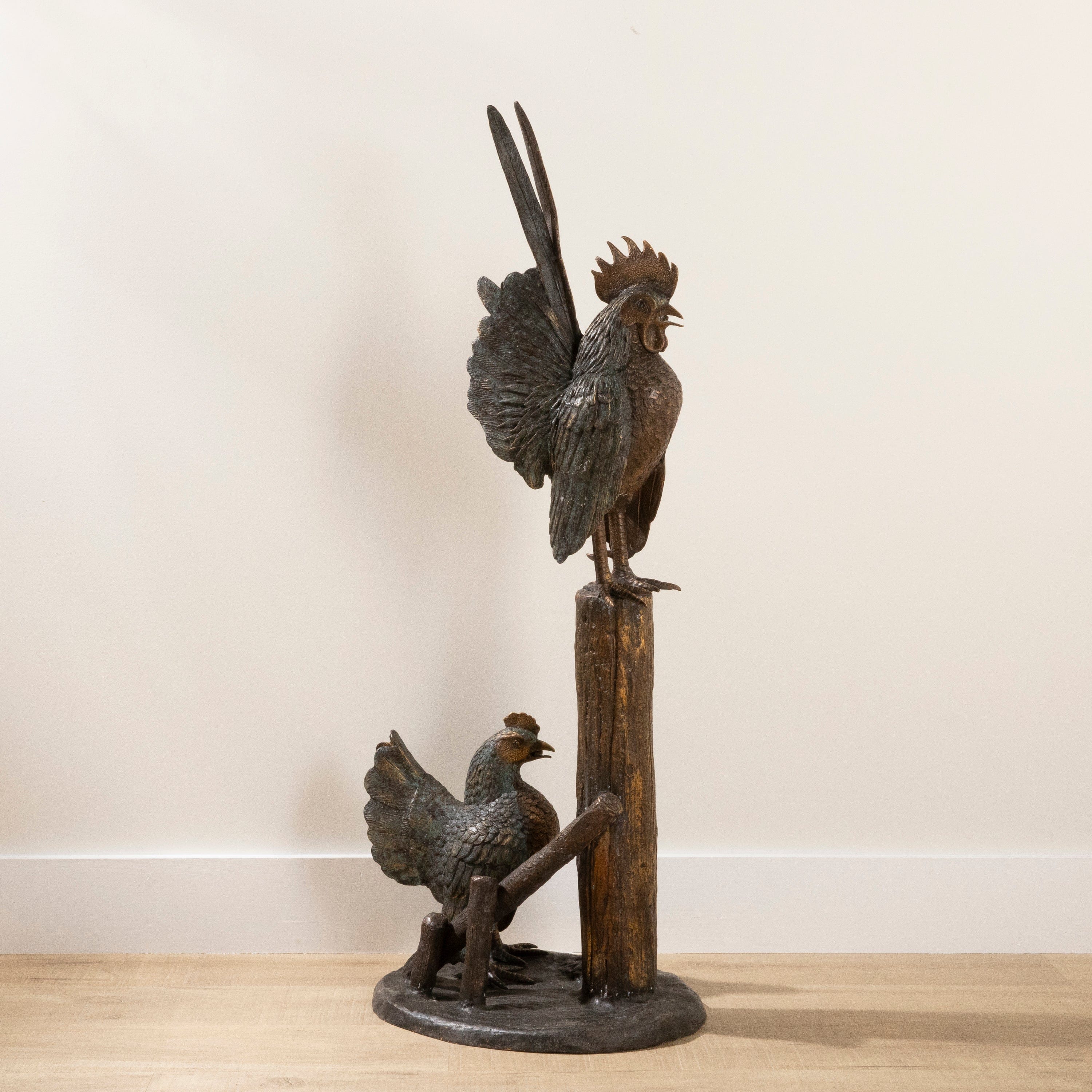 Kalifano Bronze Bronze Chicken duo Carving B6652