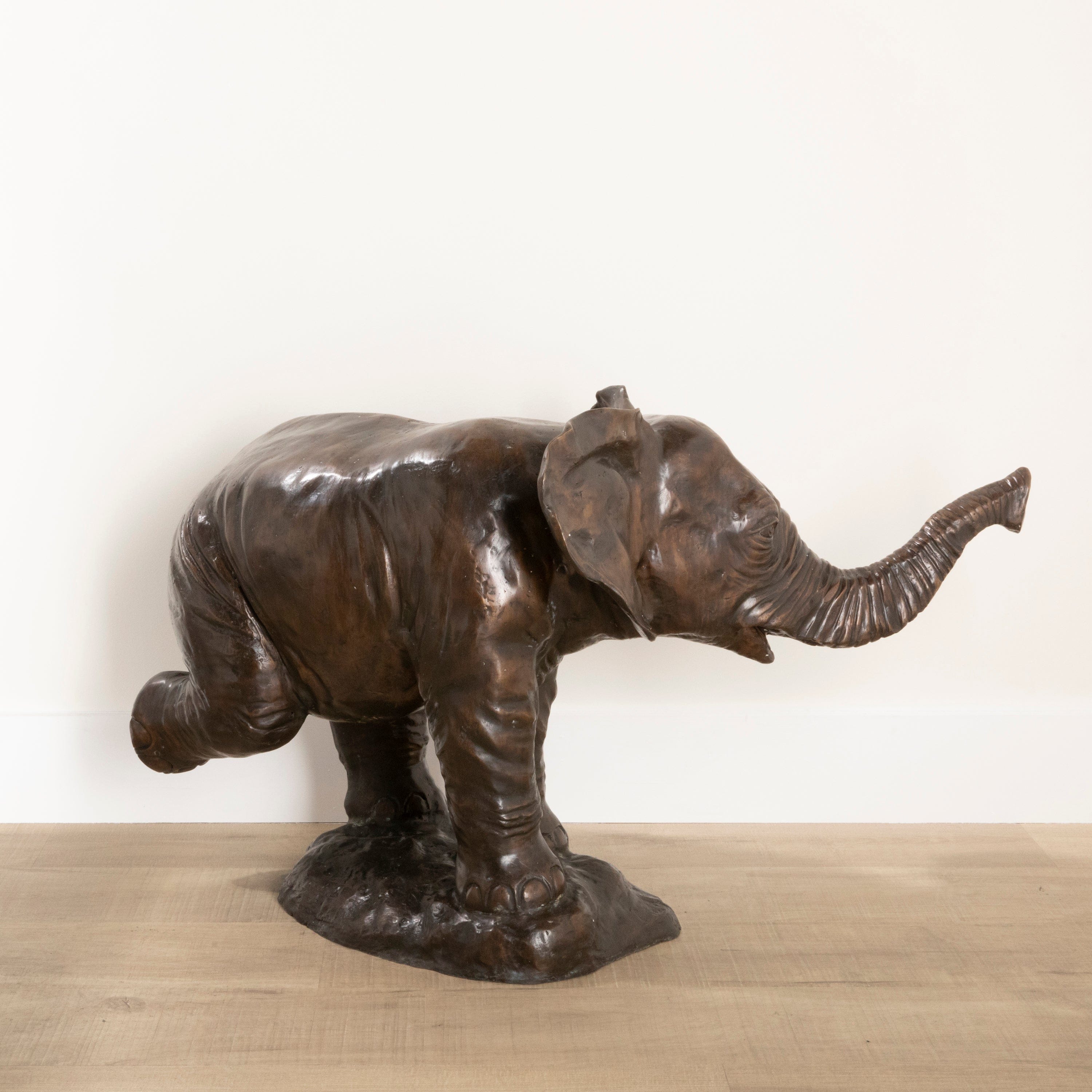 Kalifano Bronze Bronze Stadning Elephant Carving B7485-B