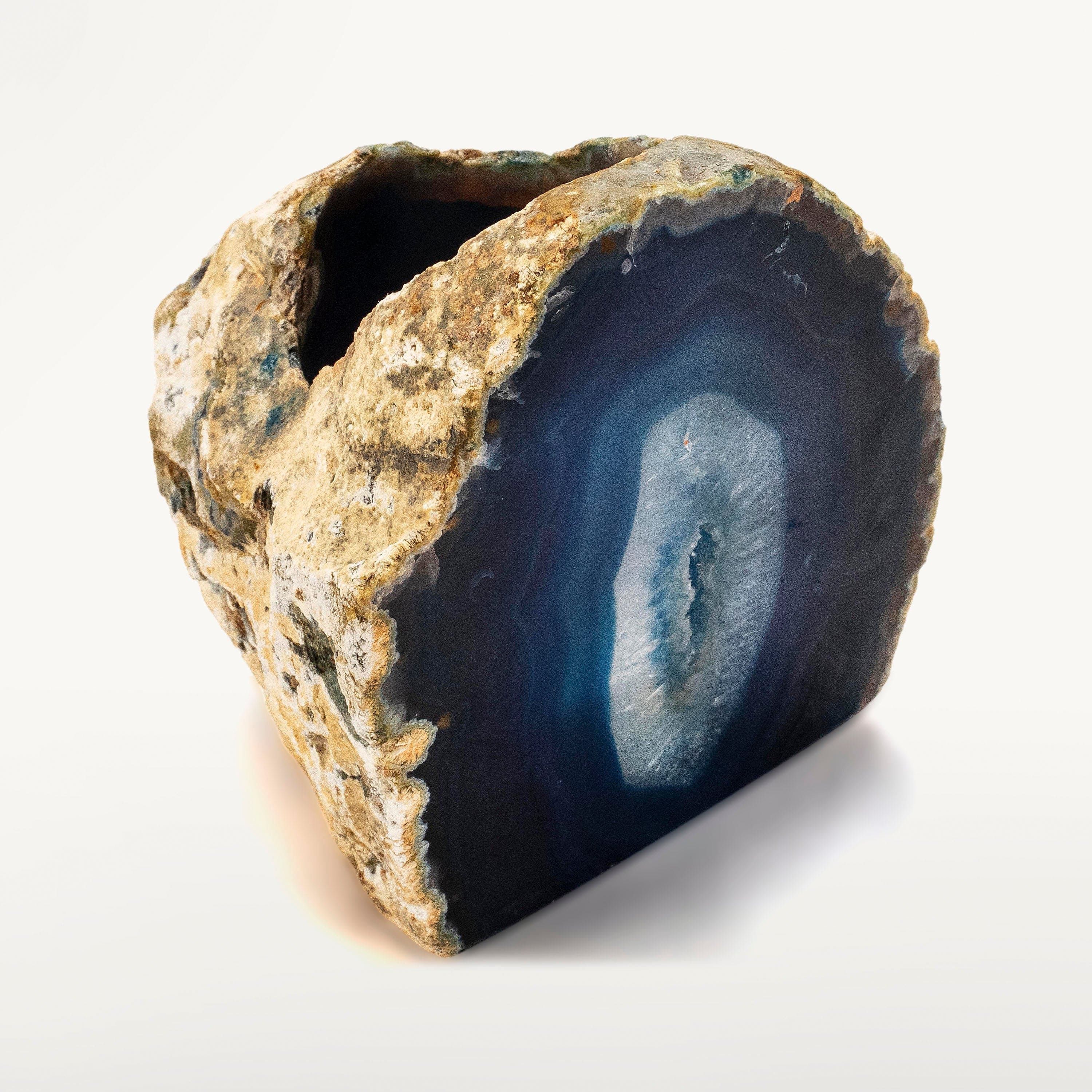 Kalifano Candle Holders Blue Agate Candle and Pen Holder GCH-BA