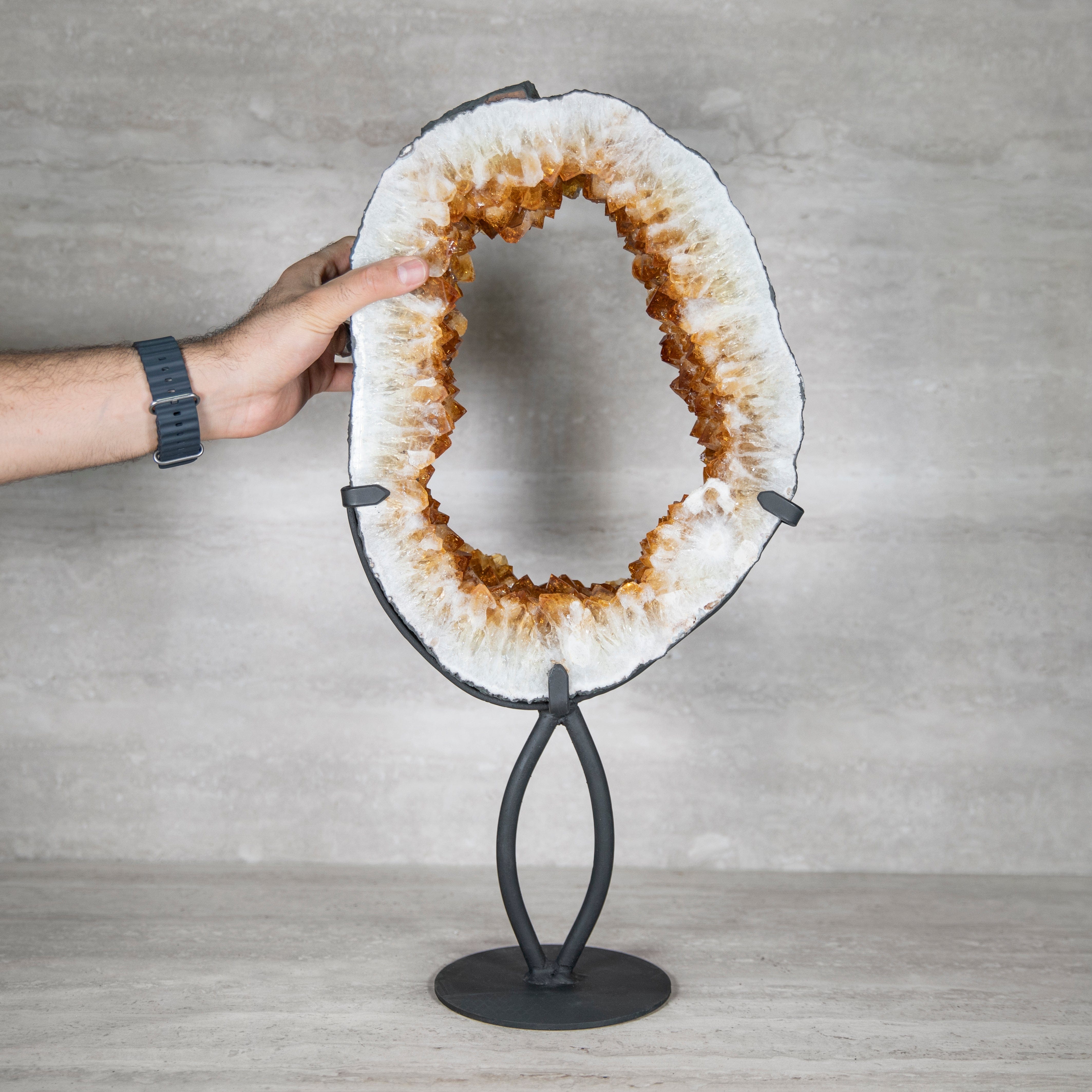 Kalifano Citrine Citrine Geode on Custom Stand from Brazil - 22 in / 22 lbs BCG5200.002