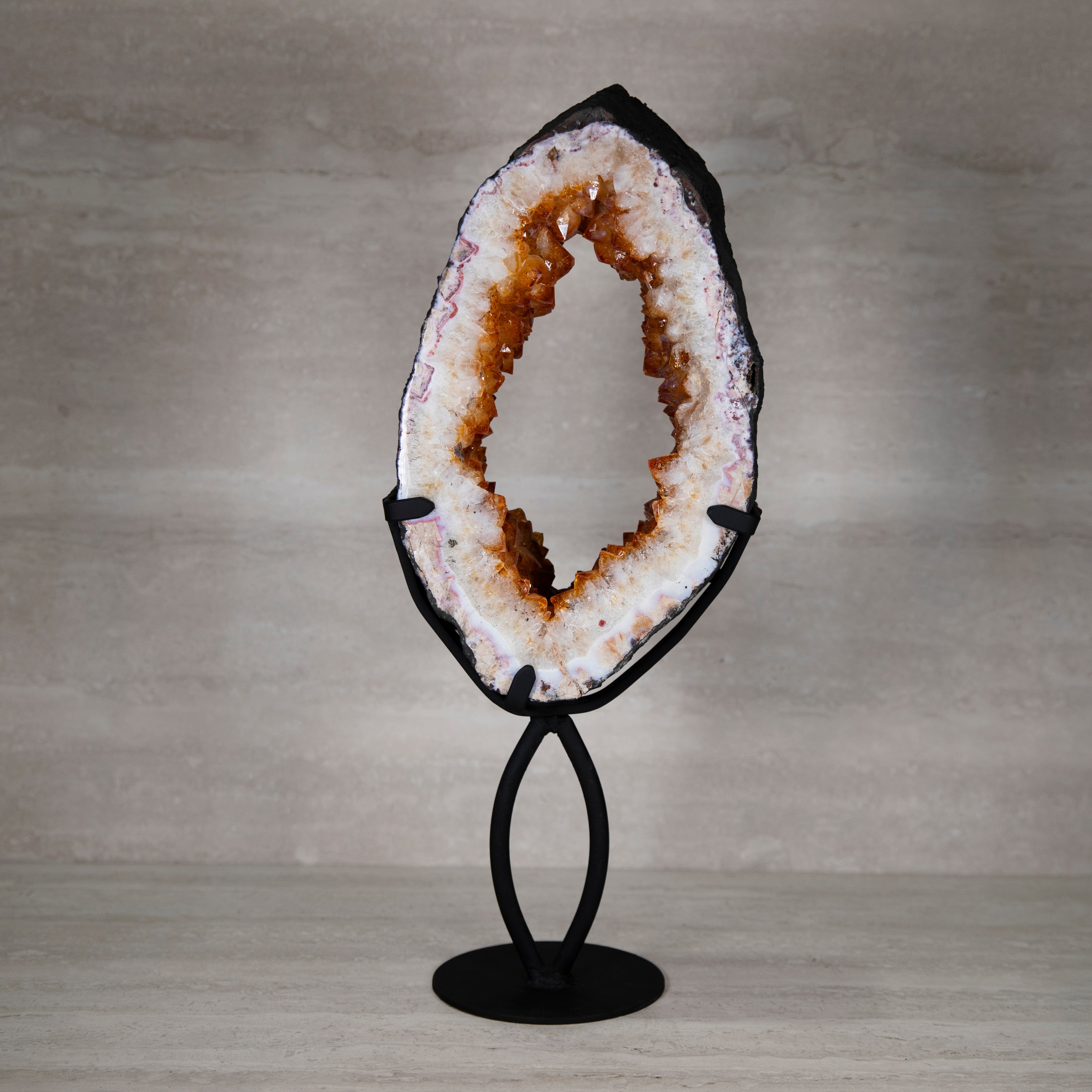 Kalifano Citrine Citrine Geode on Custom Stand from Brazil - 23 in / 25 lbs BCG5600.002