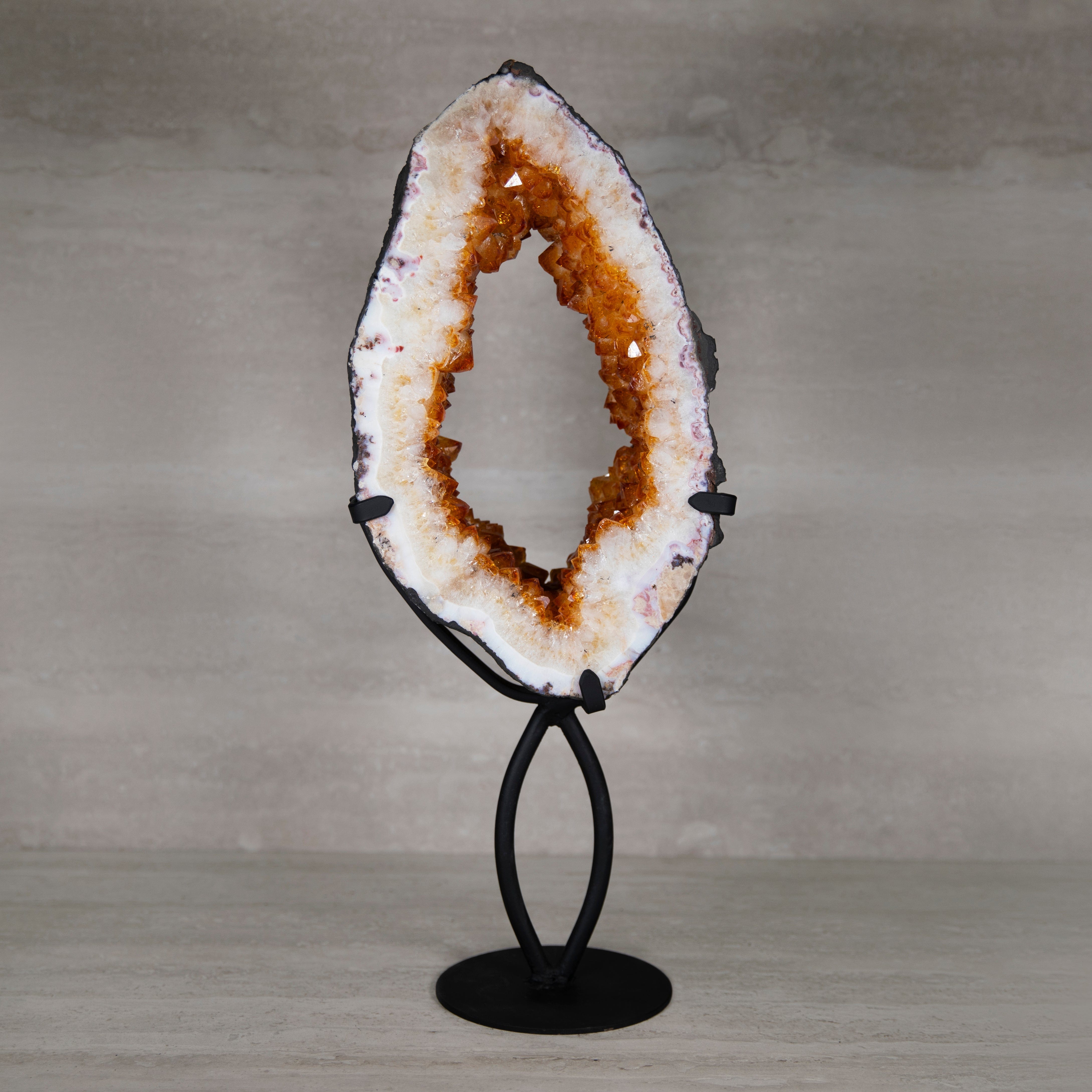 Kalifano Citrine Citrine Geode on Custom Stand from Brazil - 23 in / 25 lbs BCG5600.002