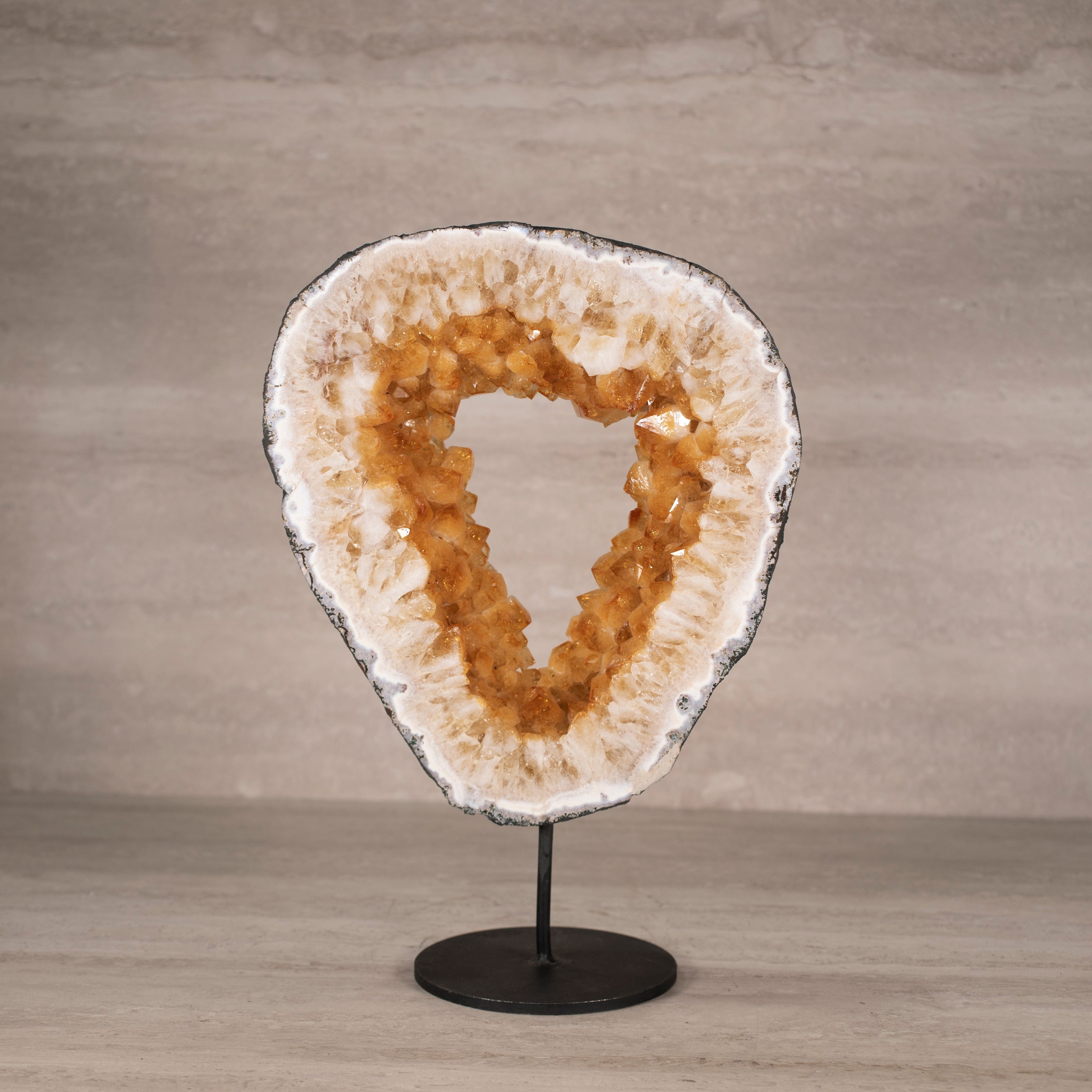 Kalifano Citrine Citrine Geode Ring on Custom Stand from Brazil - 13" / 16 lbs BCGR3800.001