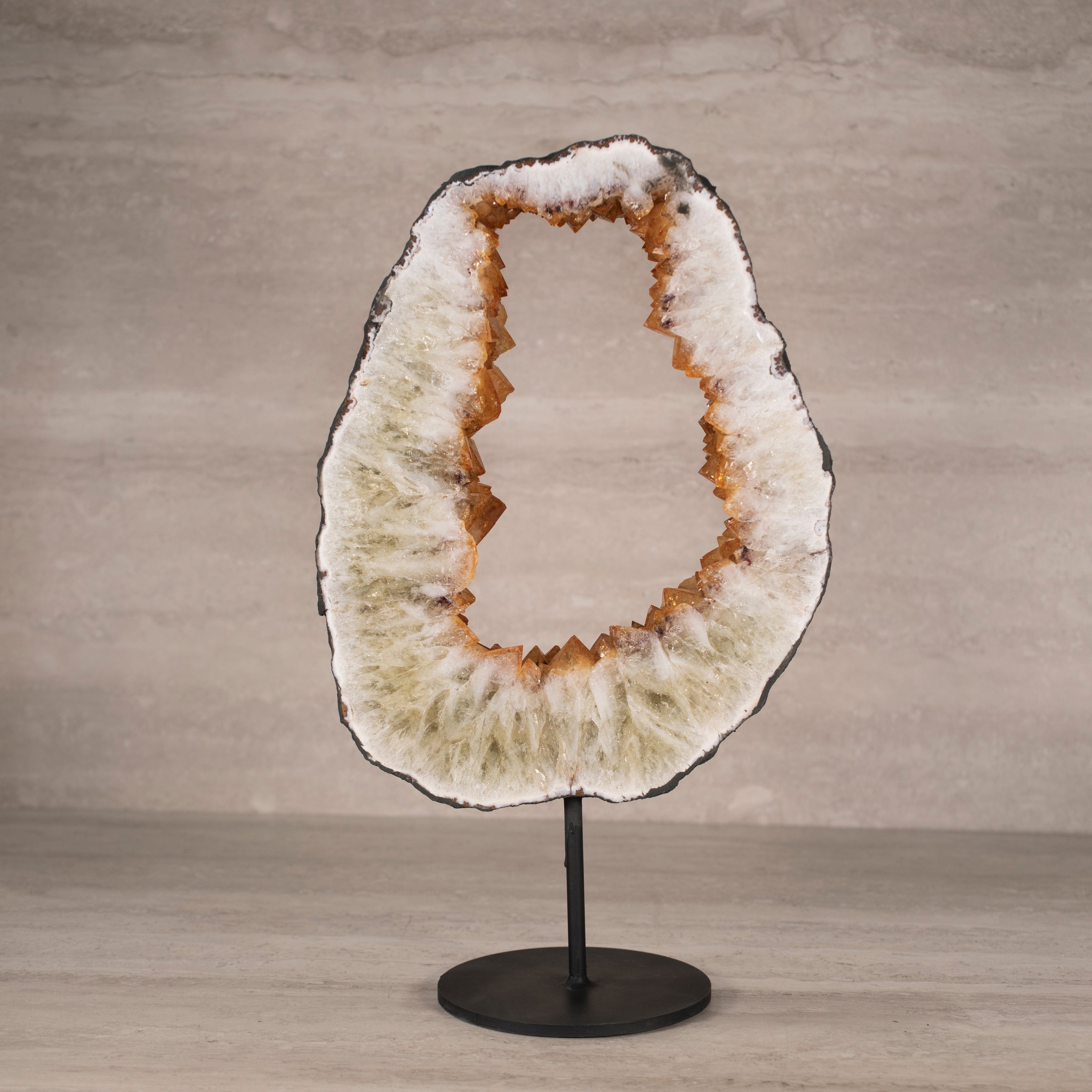 Kalifano Citrine Citrine Geode Ring on Custom Stand from Brazil - 14" / 15 lbs BCGR3600.001