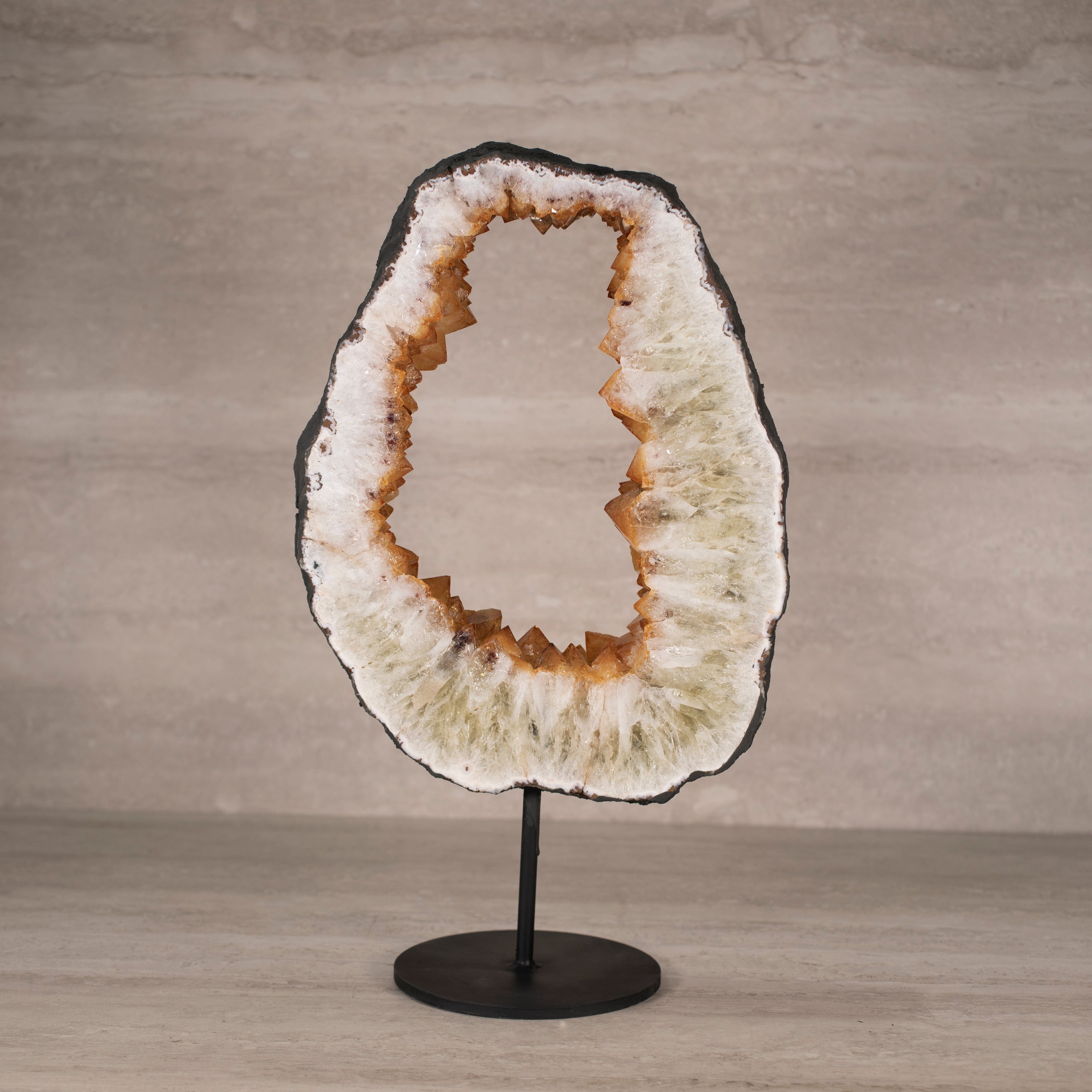 Kalifano Citrine Citrine Geode Ring on Custom Stand from Brazil - 14" / 15 lbs BCGR3600.001