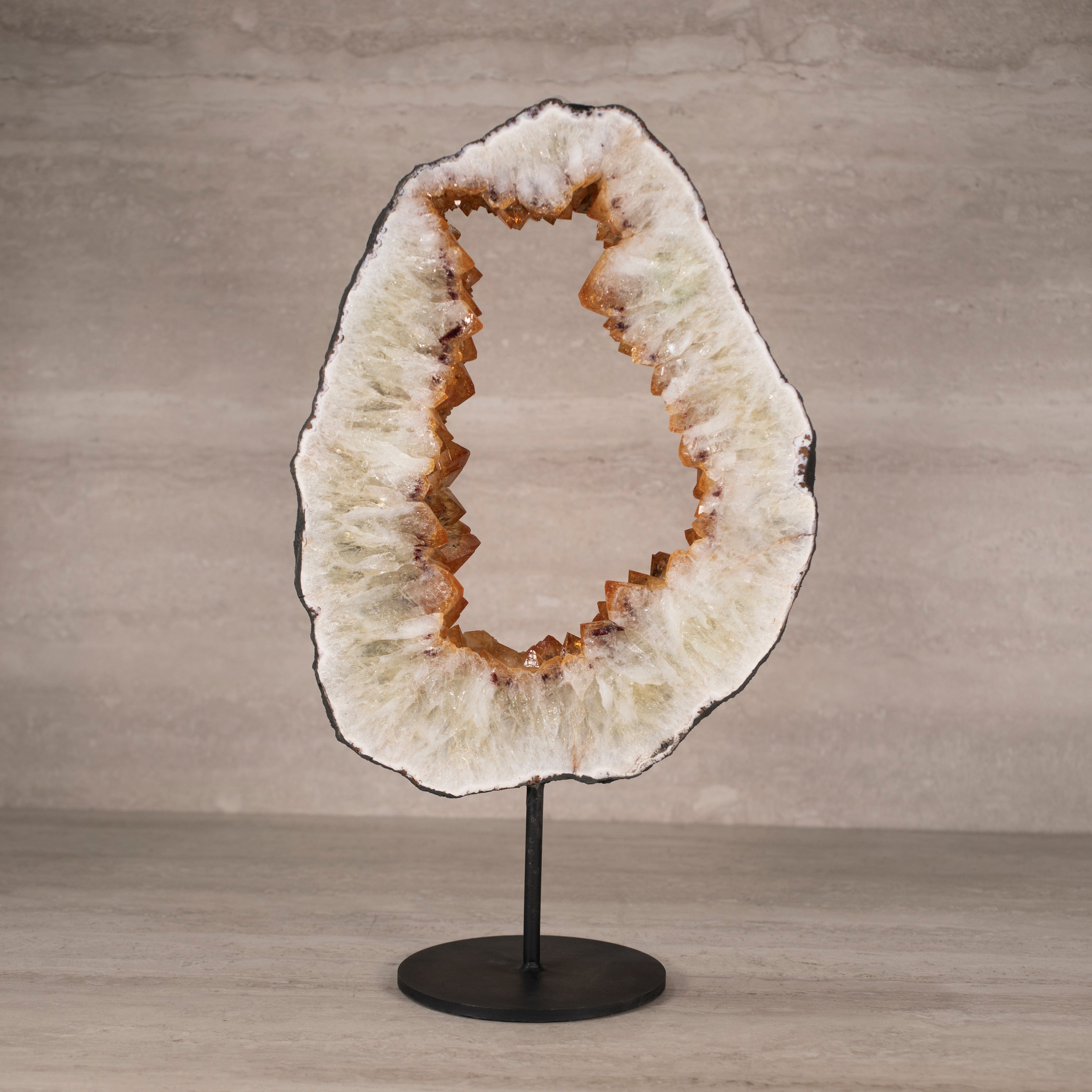 Kalifano Citrine Citrine Geode Ring on Custom Stand from Brazil - 14.5" / 16 lbs BCGR4000.001