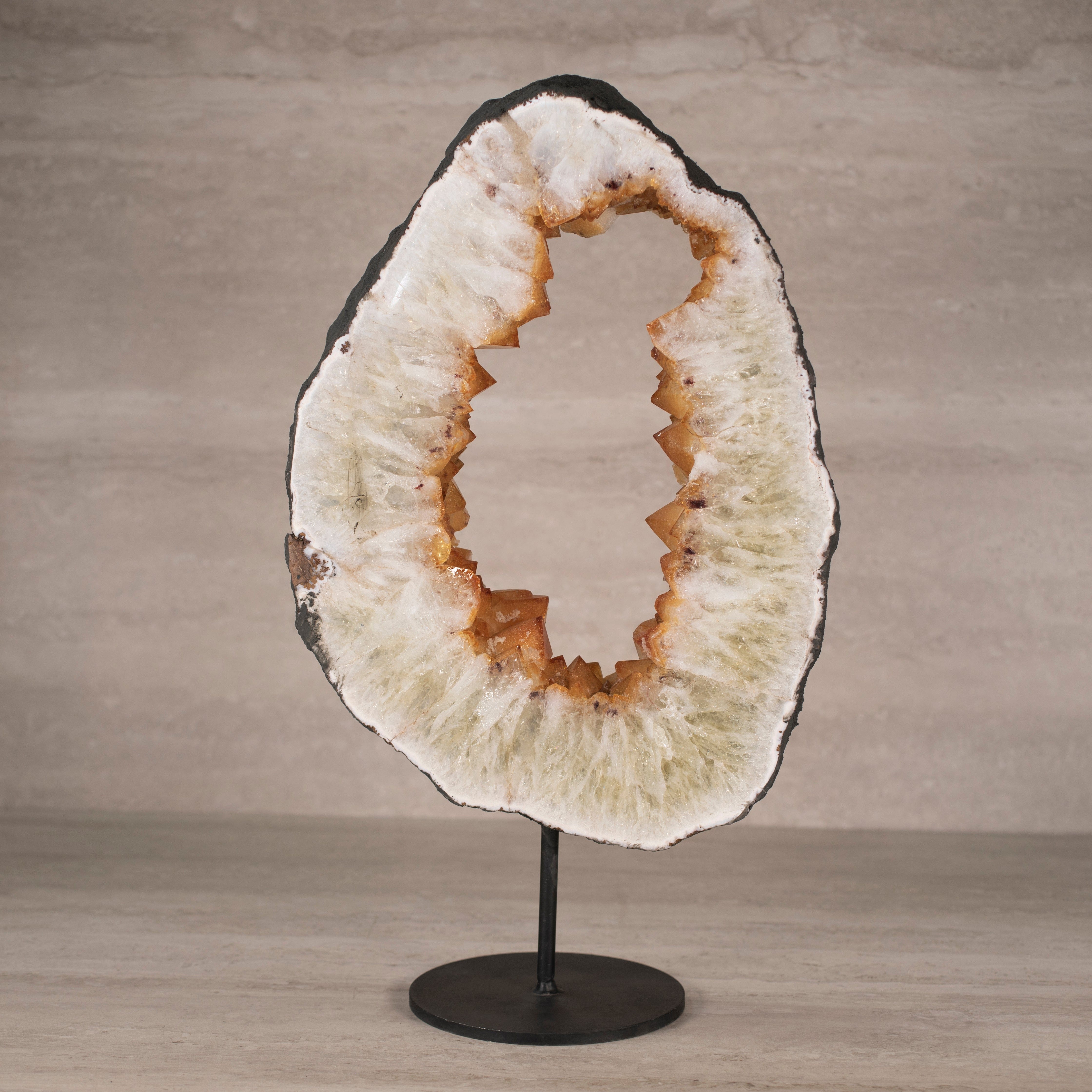 Kalifano Citrine Citrine Geode Ring on Custom Stand from Brazil - 16" / 20 lbs BCGR4400.001