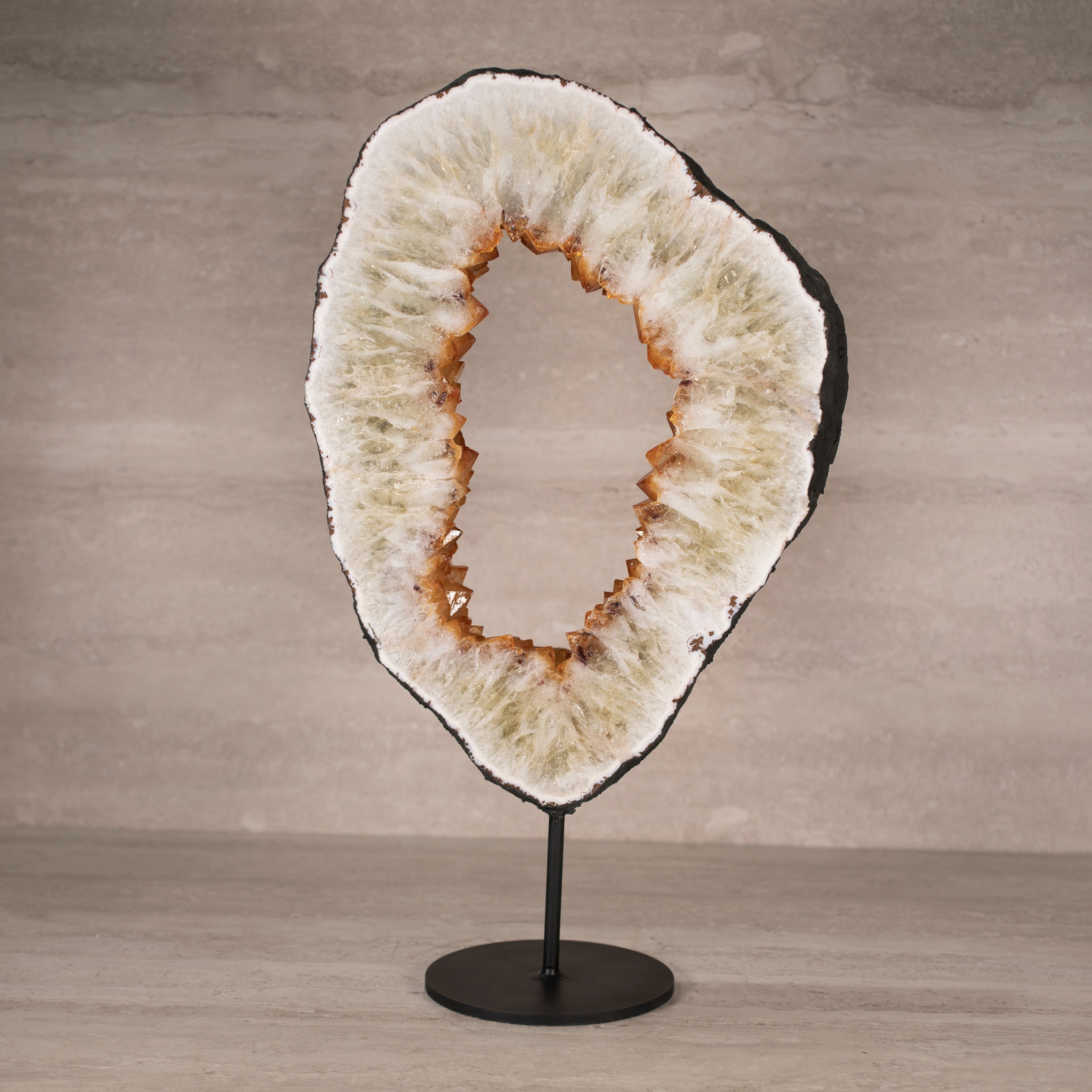Kalifano Citrine Citrine Geode Ring on Custom Stand from Brazil - 17" / 19 lbs BCGR4400.002