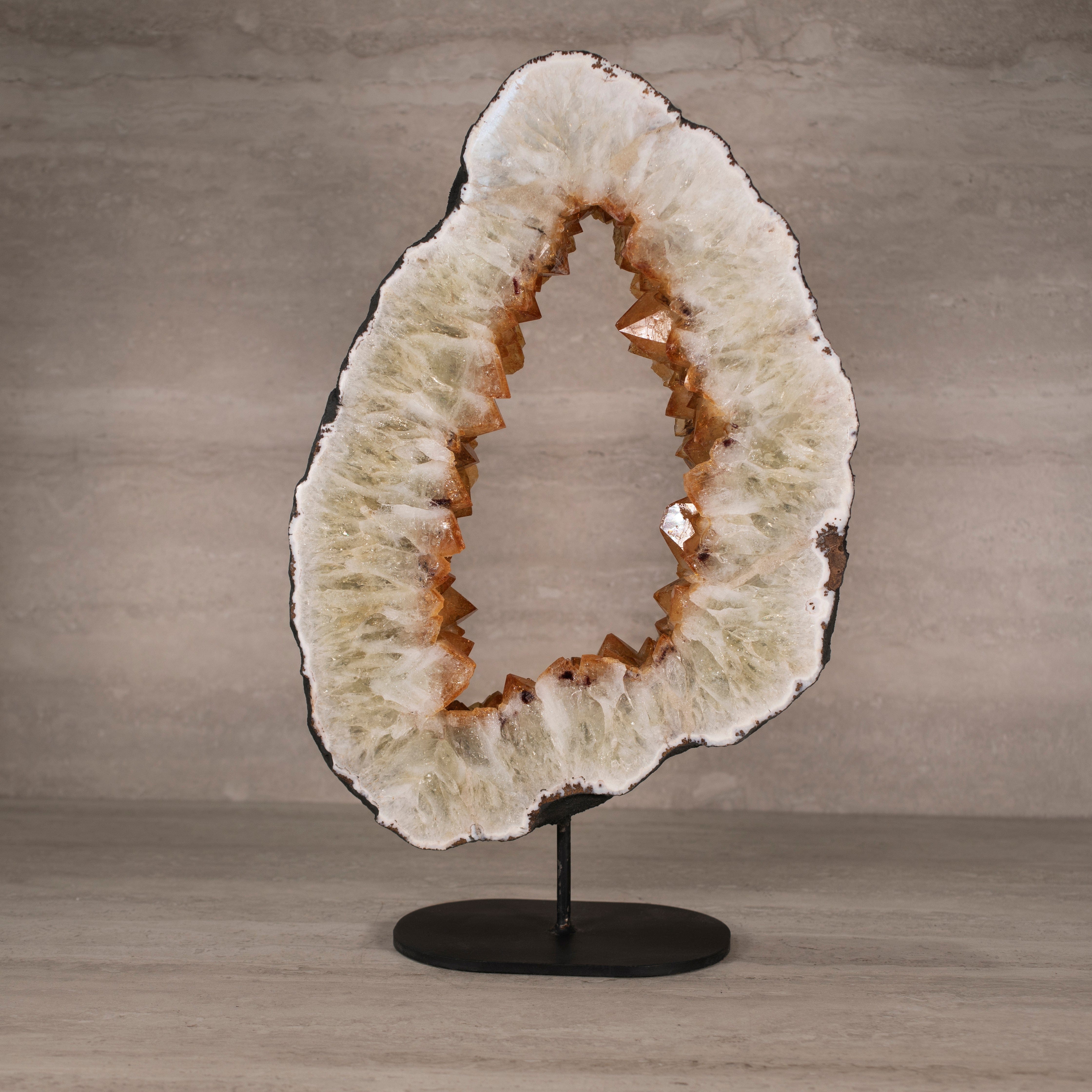 Kalifano Citrine Citrine Geode Ring on Custom Stand from Brazil - 18.25" / 26 lbs BCGR5600.002