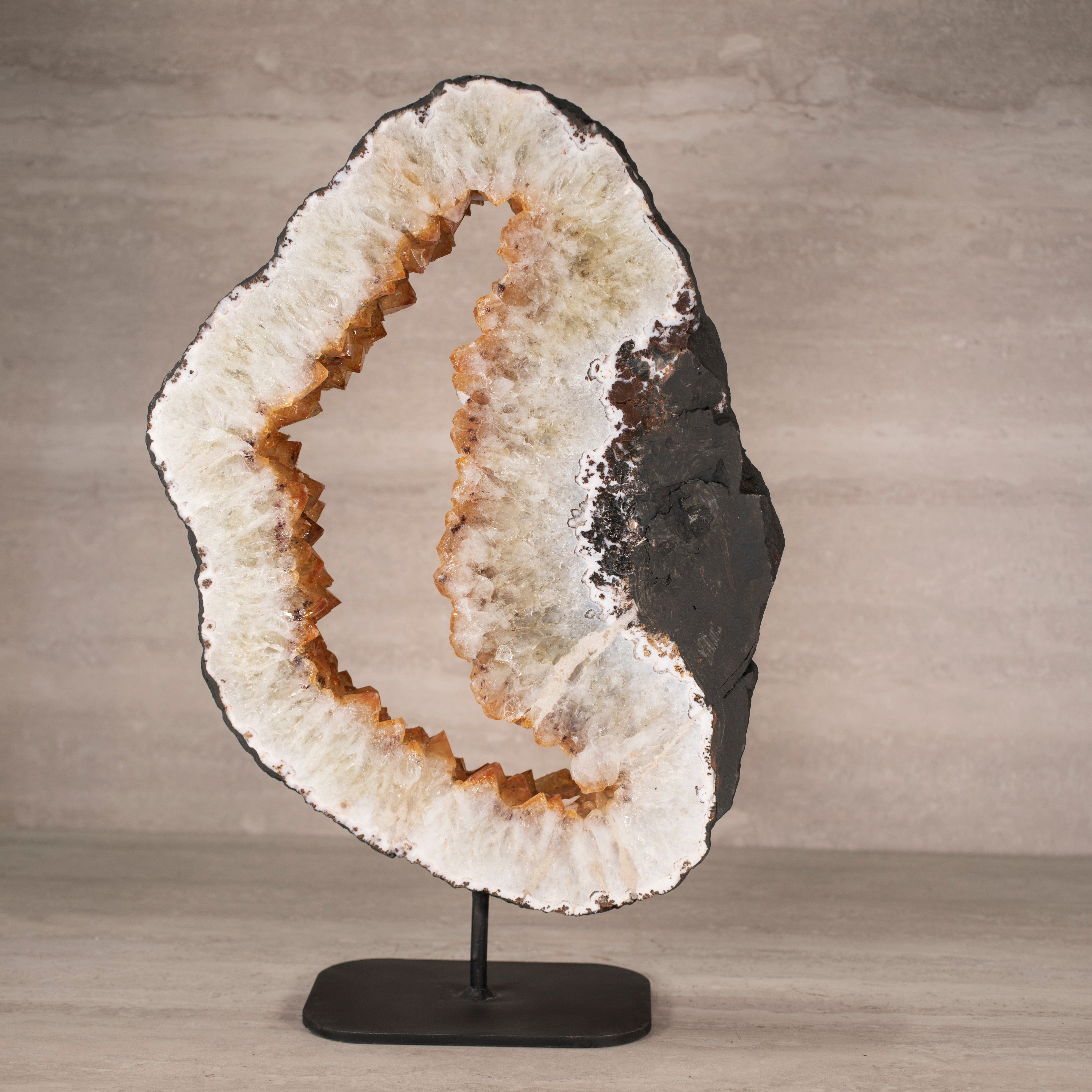 Kalifano Citrine Citrine Geode Ring on Custom Stand from Brazil - 19" / 30 lbs BCGR6400.002