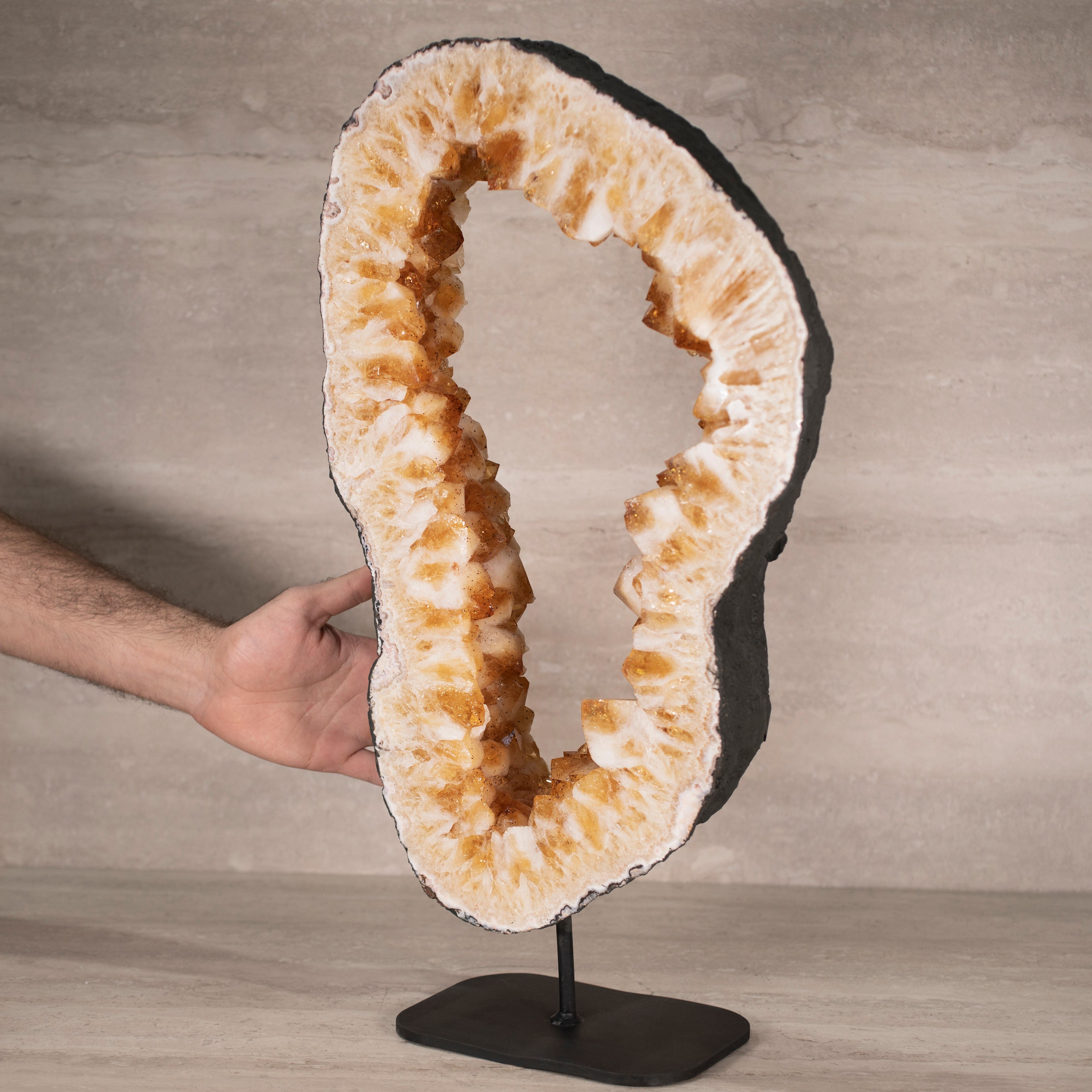 Kalifano Citrine Citrine Geode Ring on Custom Stand from Brazil - 20.5" / 30 bs BCGR6400.001