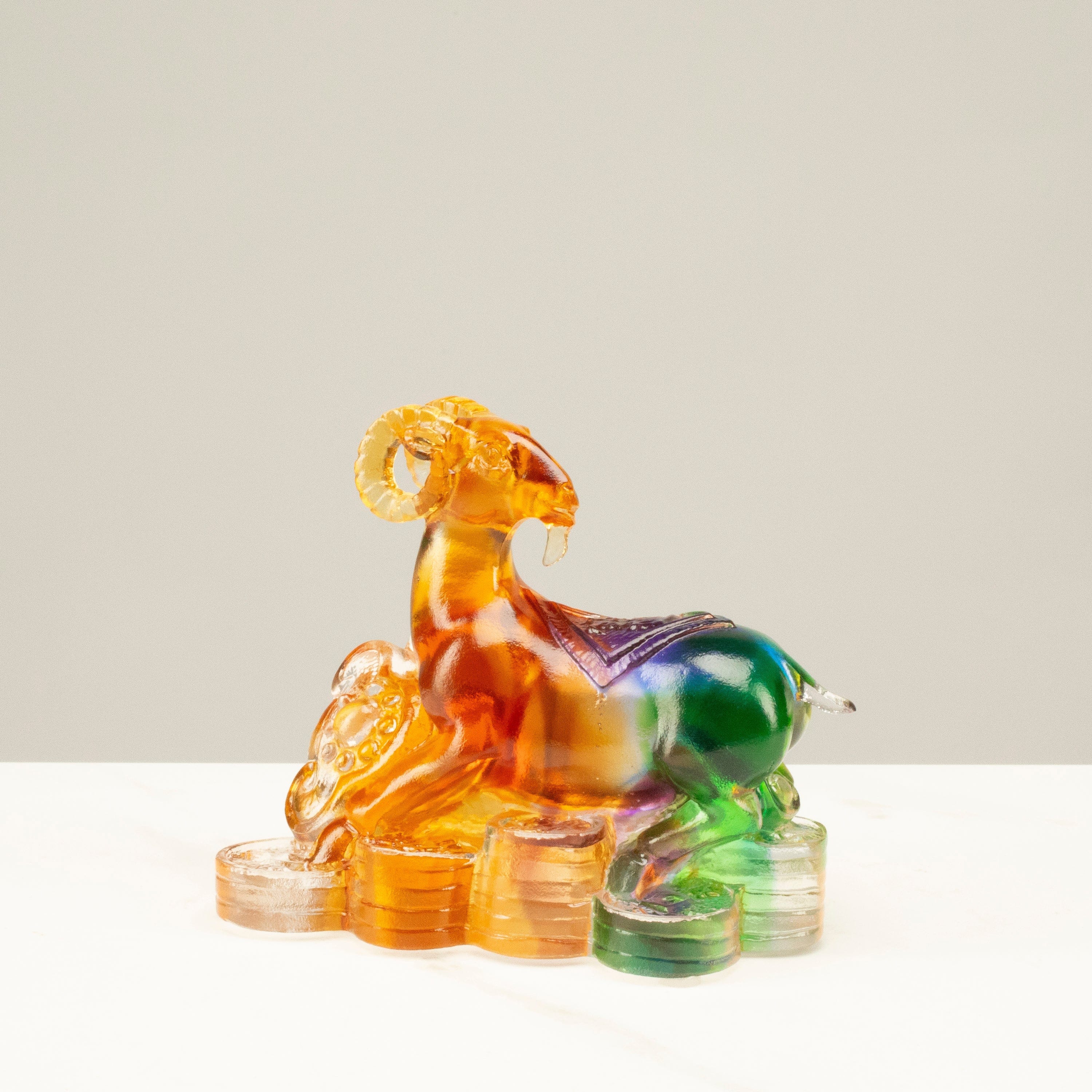 Kalifano Crystal Carving Elegant Goat Crystal Carving - A Symbol of Creativity and Fertility CRZ110-RAM