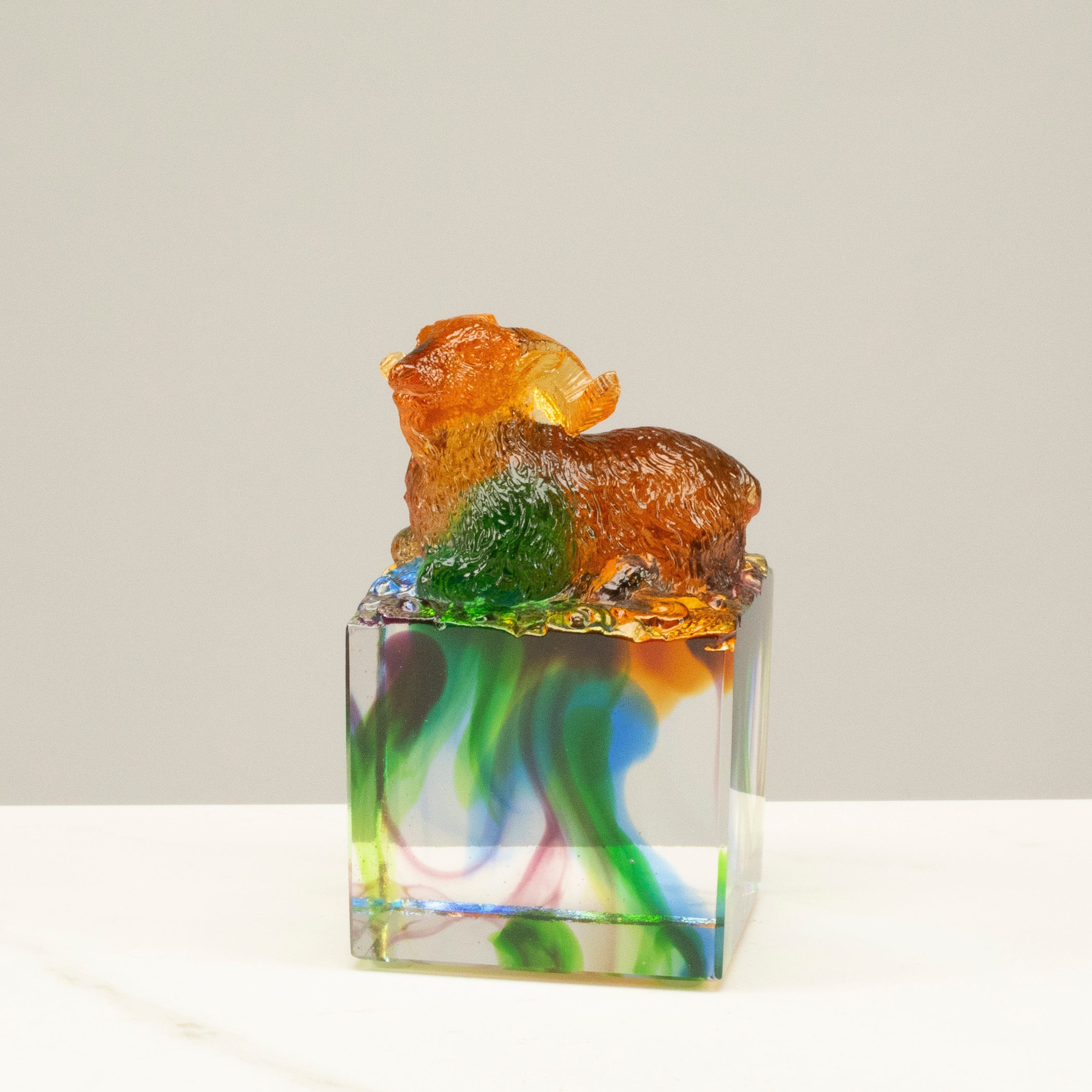 Kalifano Crystal Carving Elegant Goat Crystal Carving - A Symbol of Creativity and Fertility CRZ120-RAM